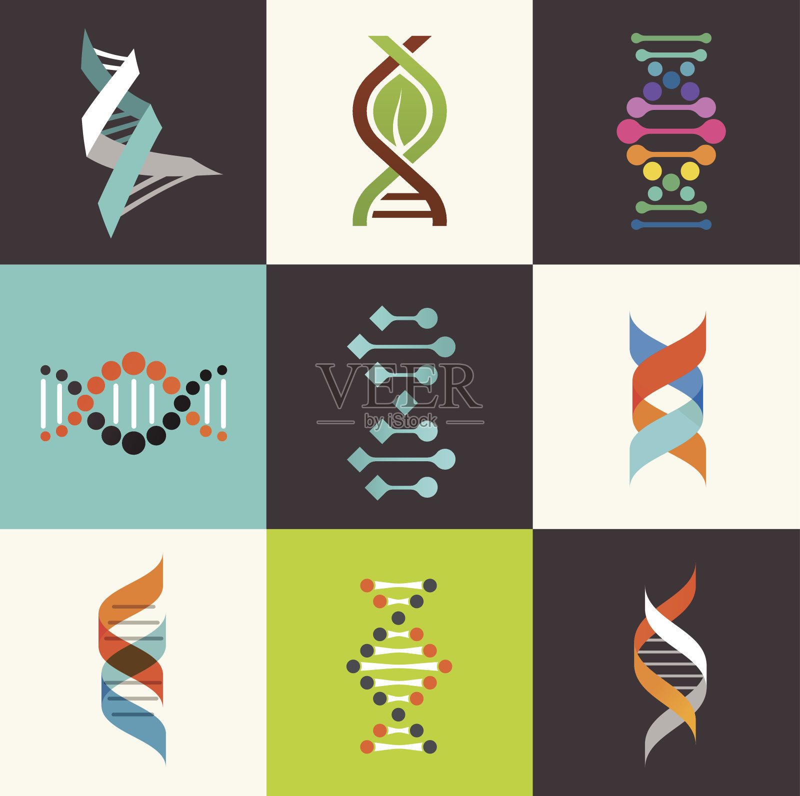 DNA，基因元素和图标收集插画图片素材