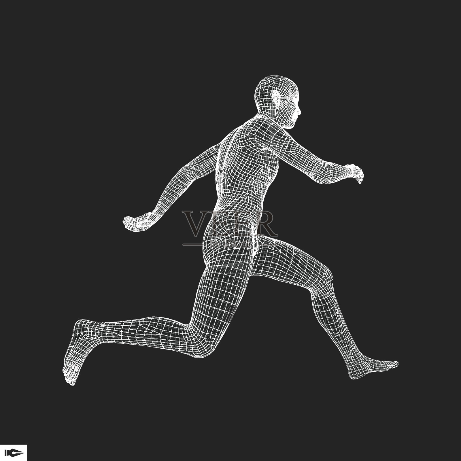 3 d跑步者。设计运动。人类的身体。插画图片素材