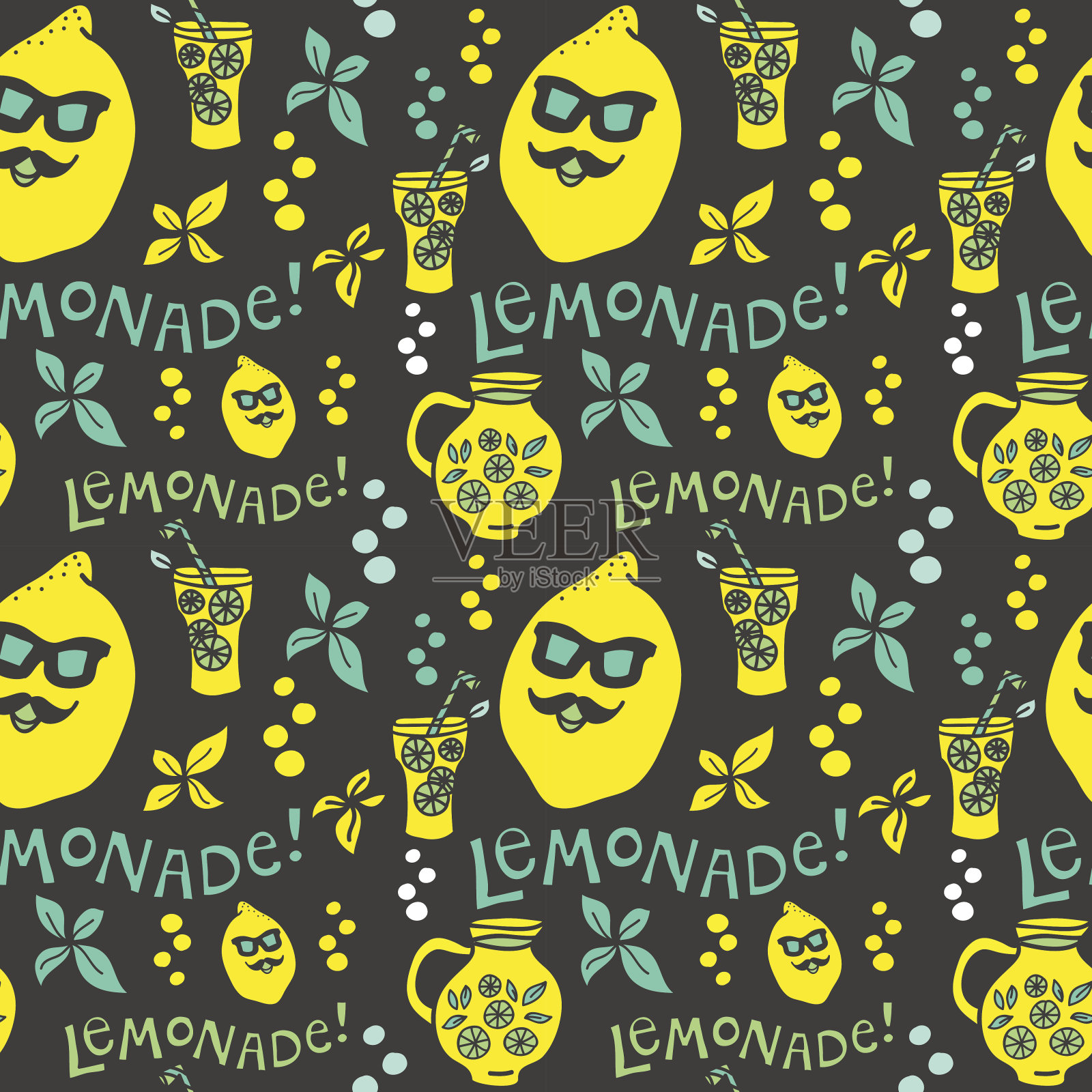 矢量柠檬水无缝模式。插画图片素材