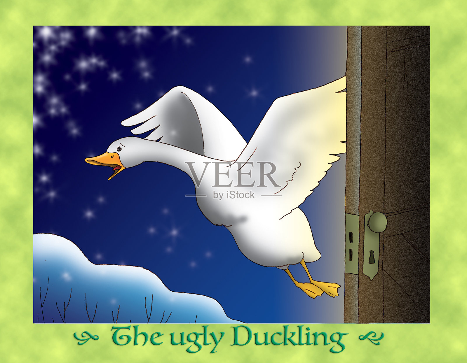丑小鸭:在冬天逃走插画图片素材