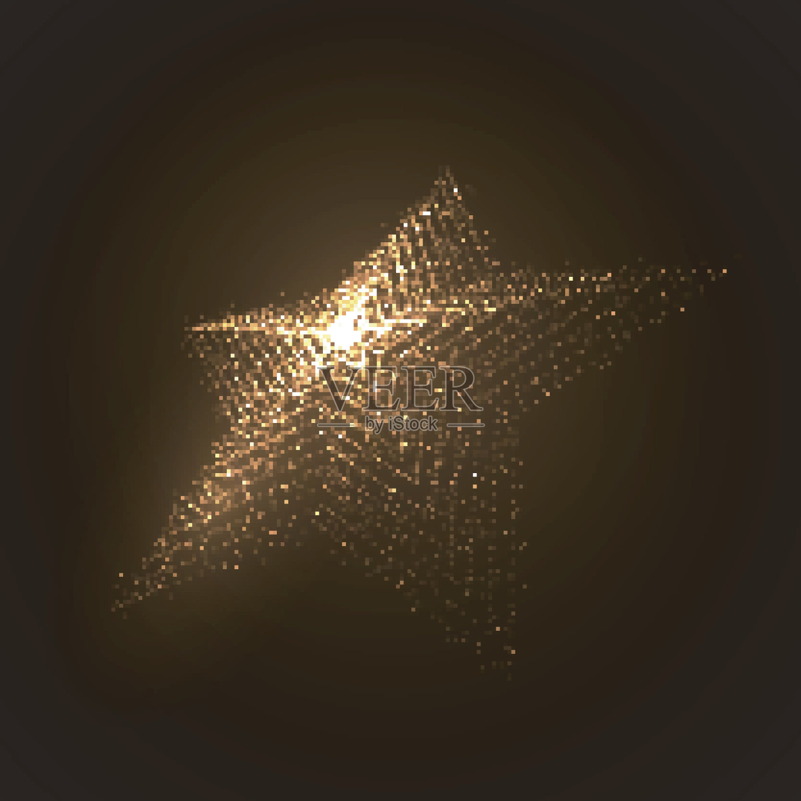 三维照明的恒星形状发光粒子插画图片素材