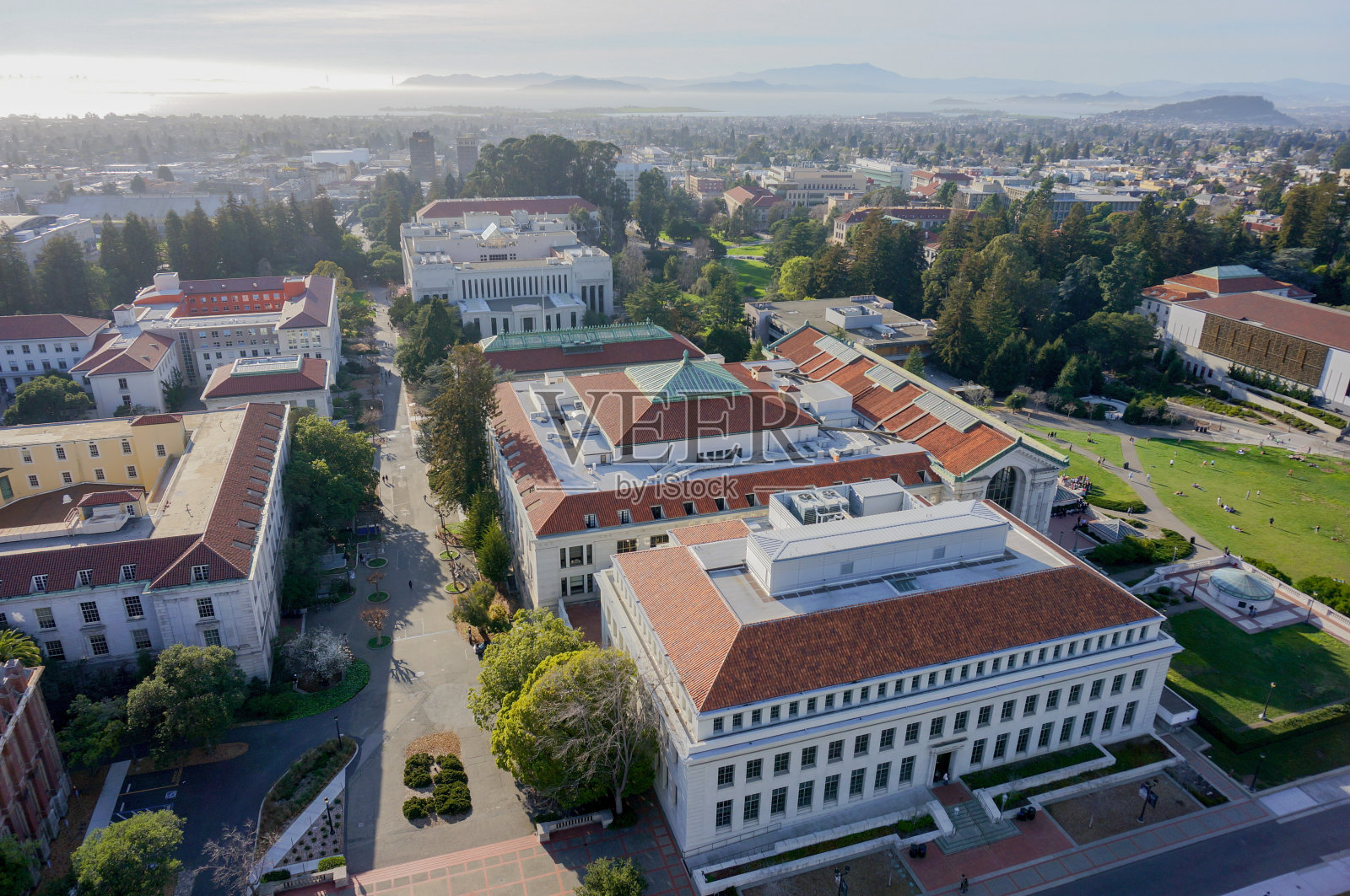 加州大学伯克利分校建筑鸟瞰图照片摄影图片