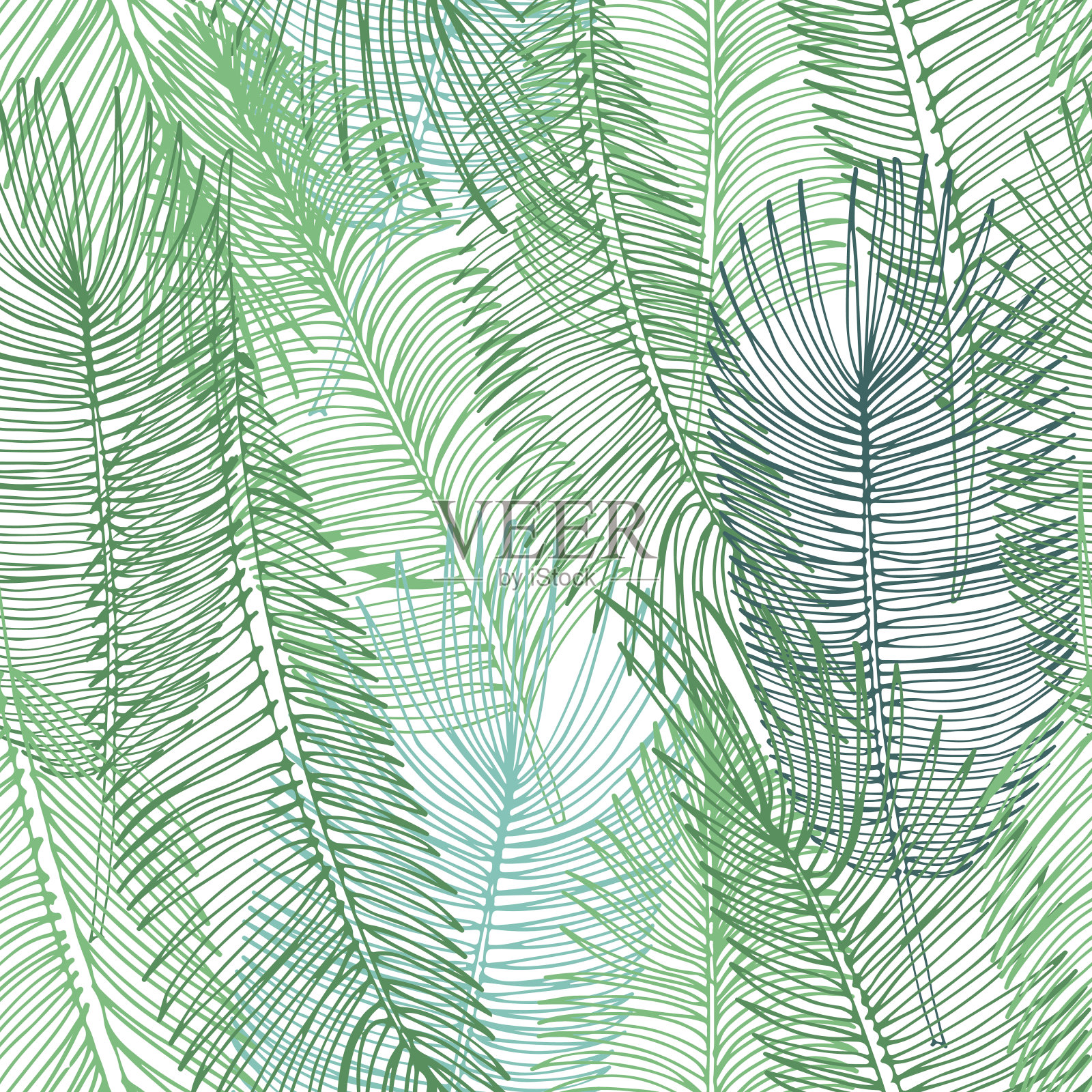 手绘背景的棕榈叶插画图片素材