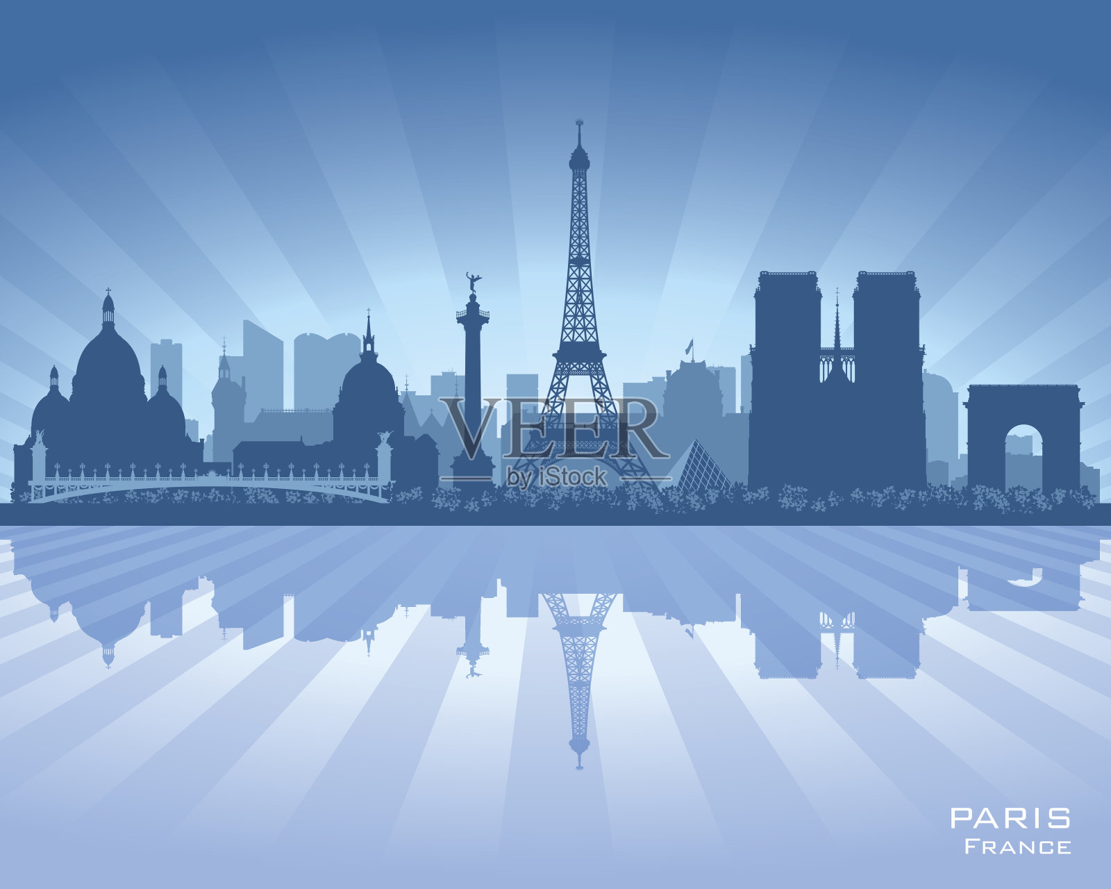 法国巴黎城市轮廓线插画图片素材