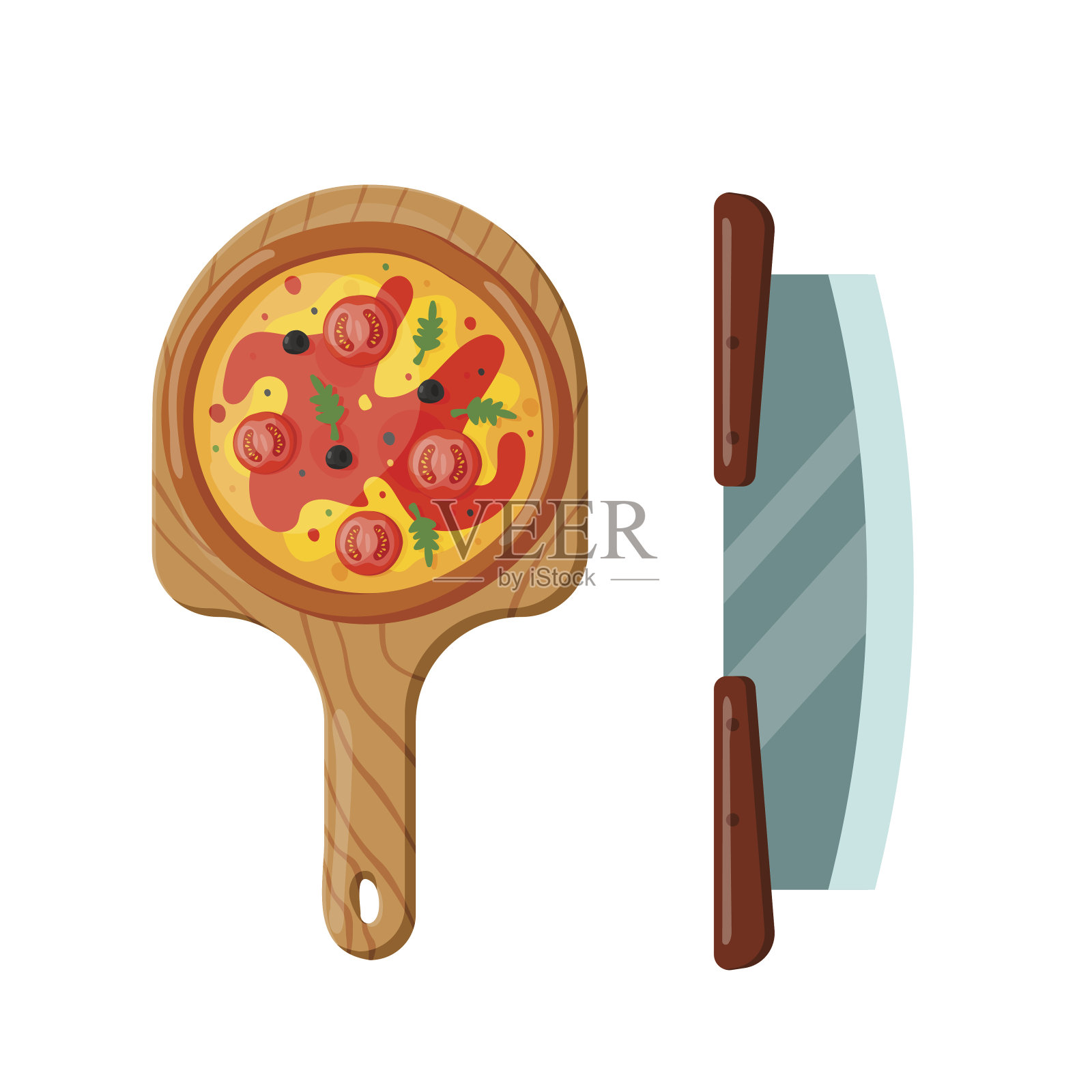 意大利厨师比萨饼图标矢量插图插画图片素材