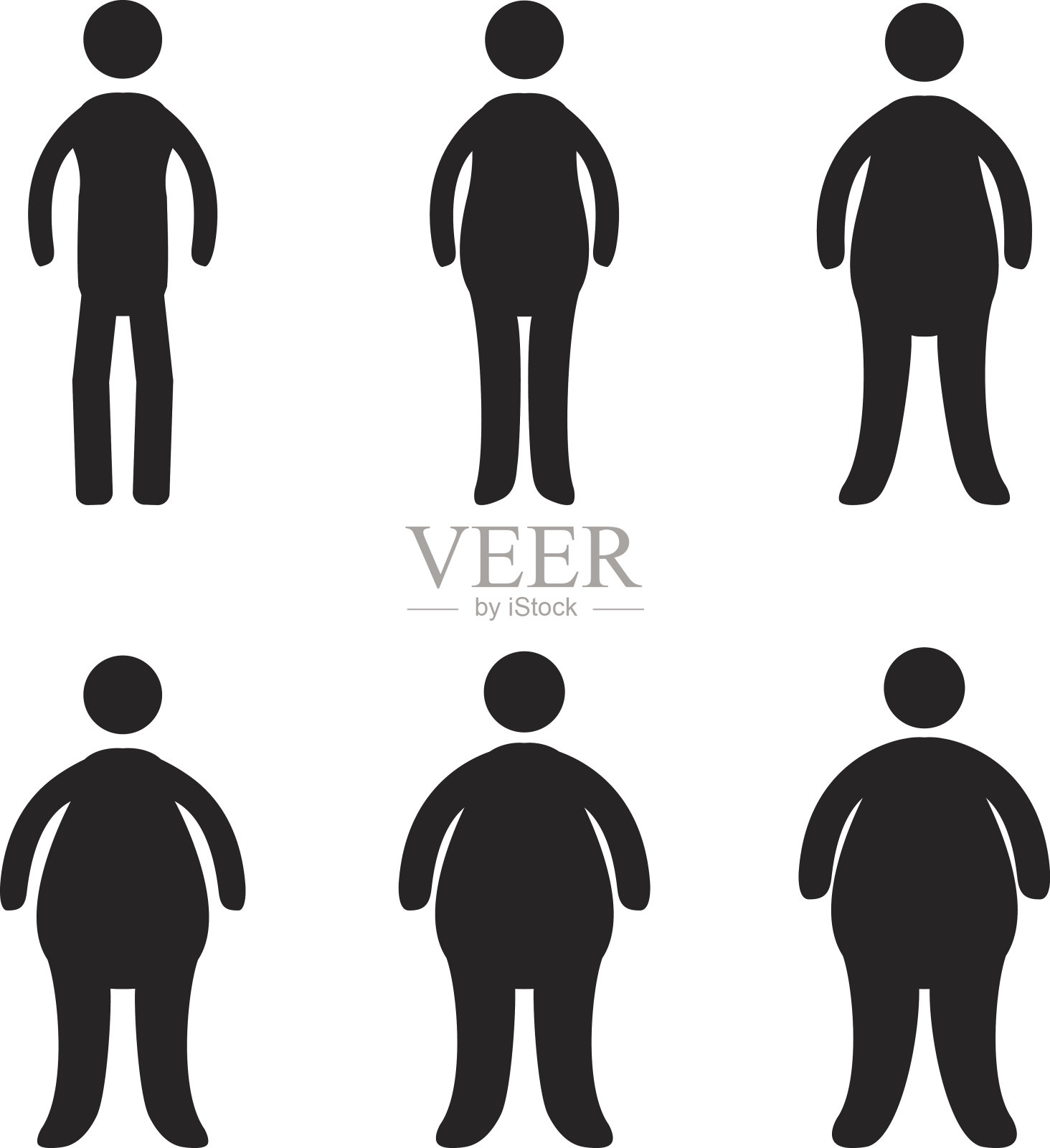 体型和肥胖的进展插画图片素材