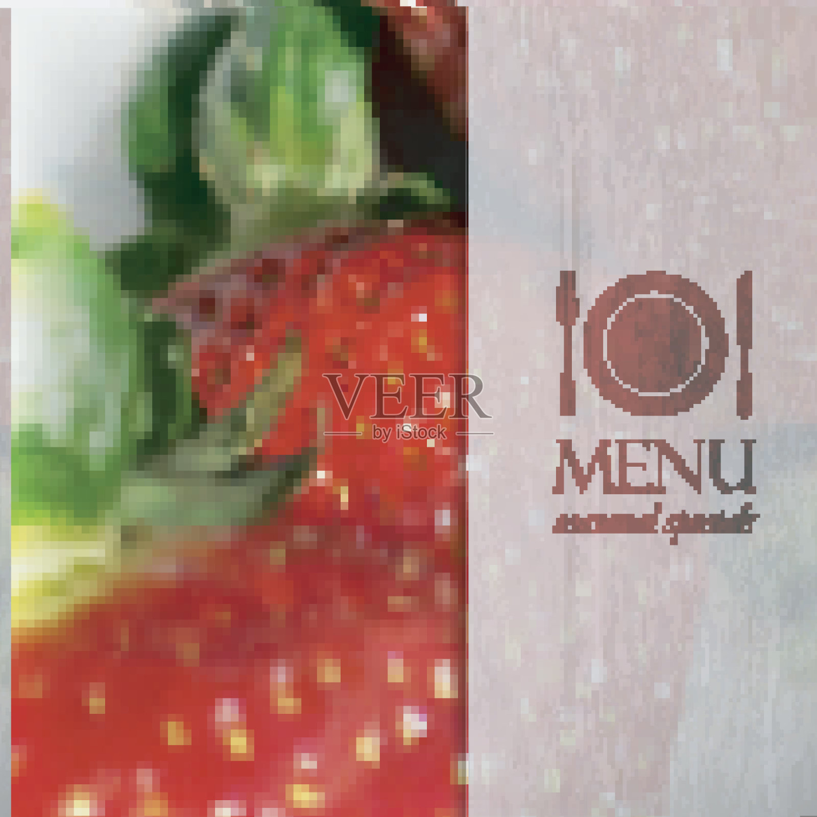 餐厅菜单设计上逼真模糊的背景成熟的草莓设计模板素材