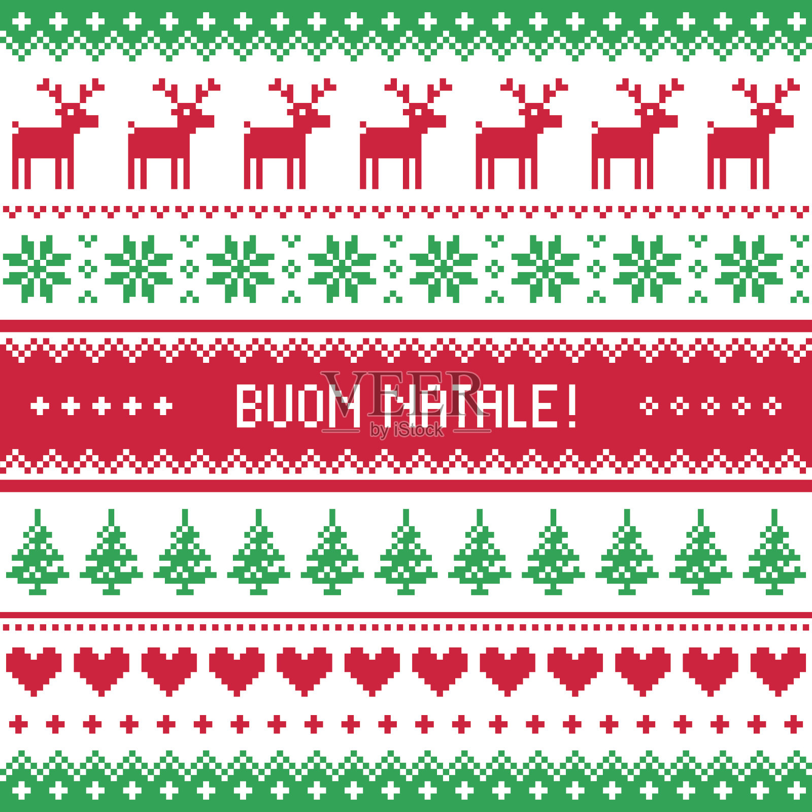 Buon Natale卡片-斯堪的纳维亚圣诞图案插画图片素材