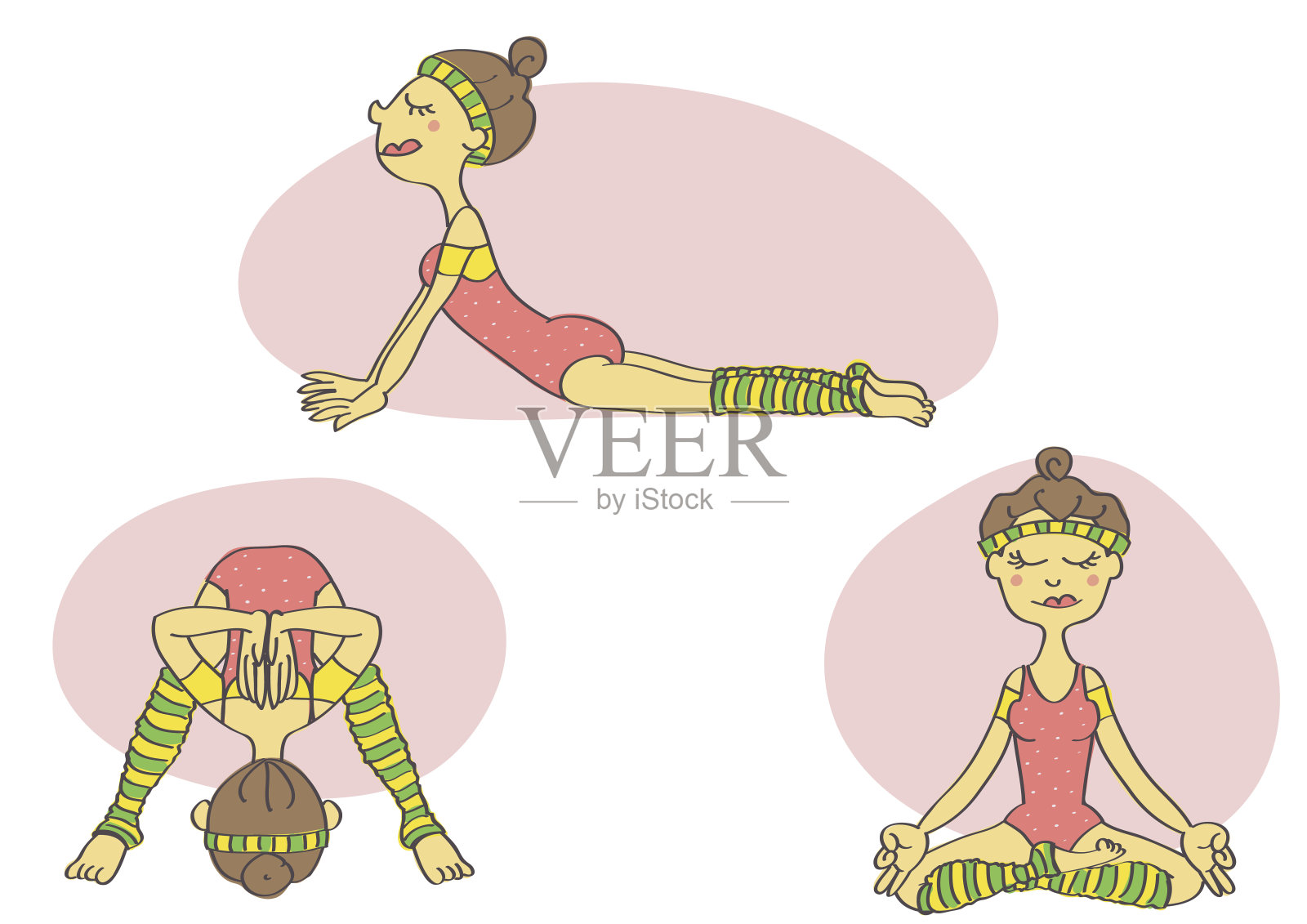做瑜伽的女人插画图片素材