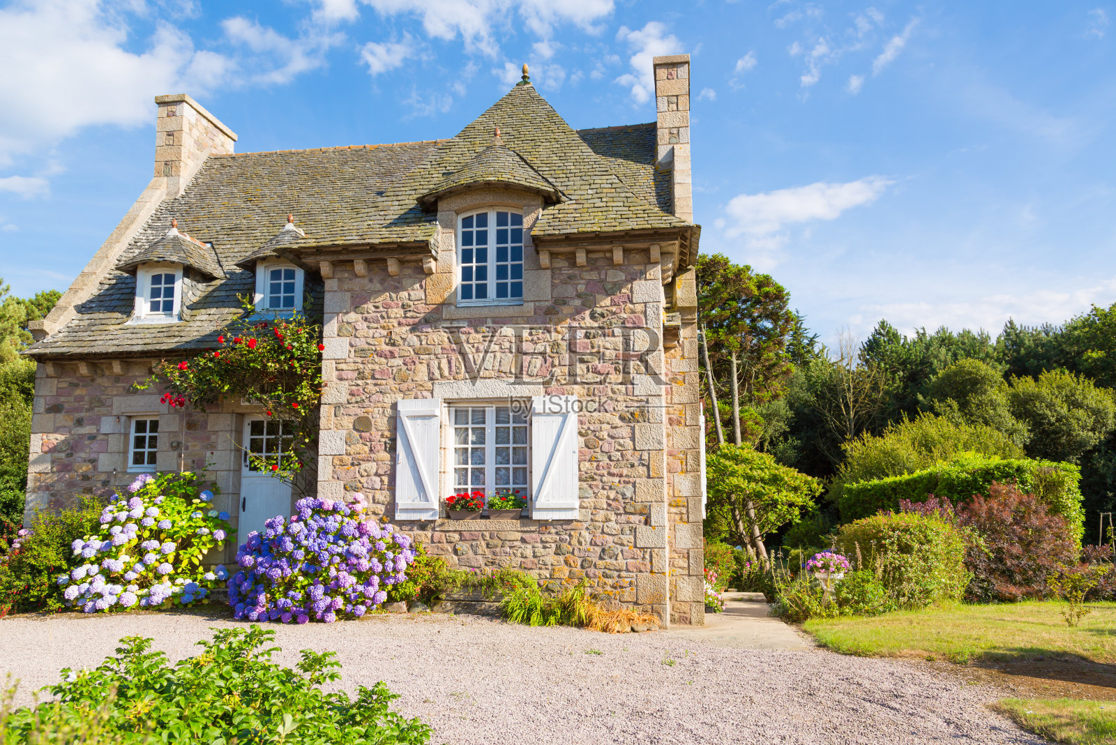 法国布列塔尼典型的房子照片摄影图片