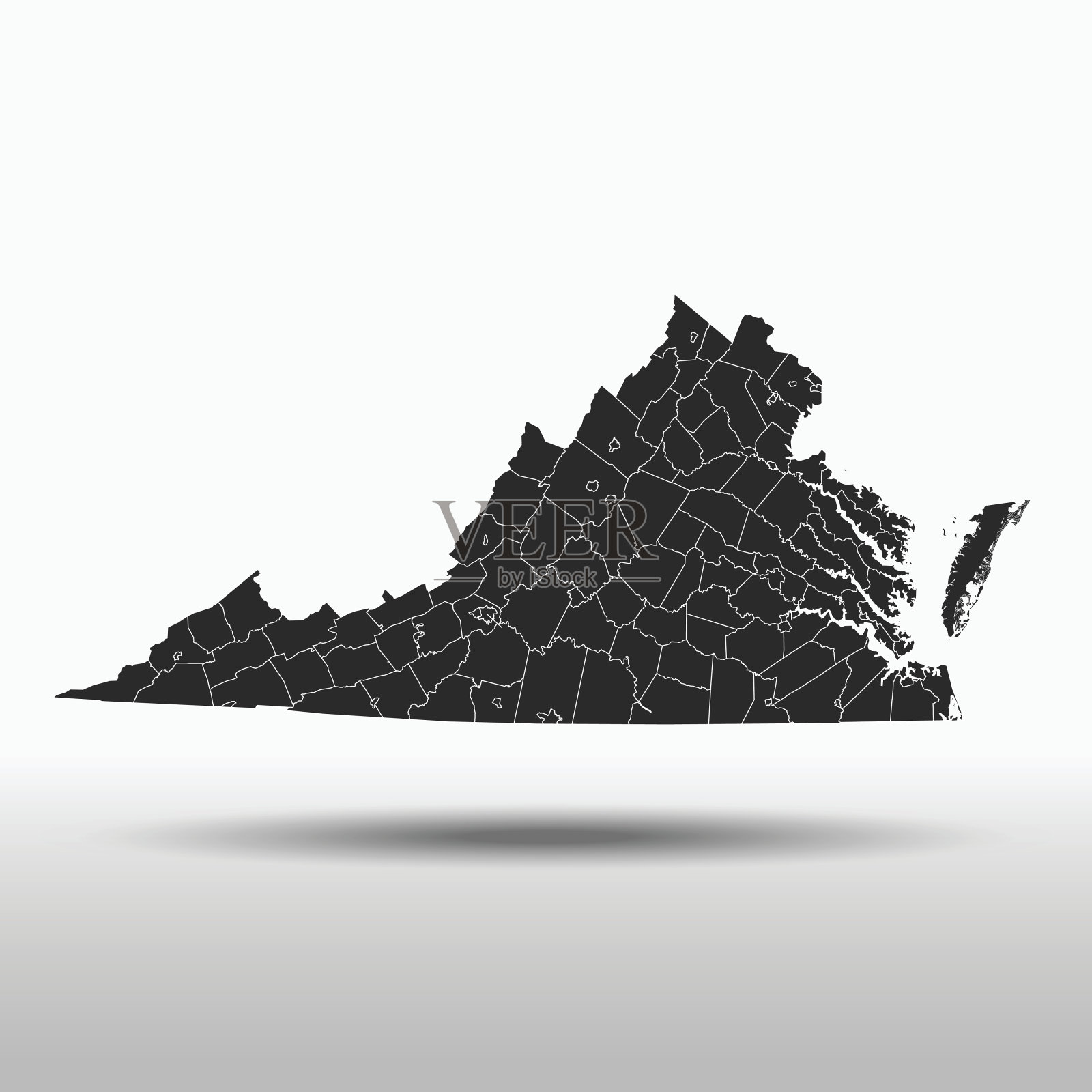 维吉尼亚州地图插画图片素材