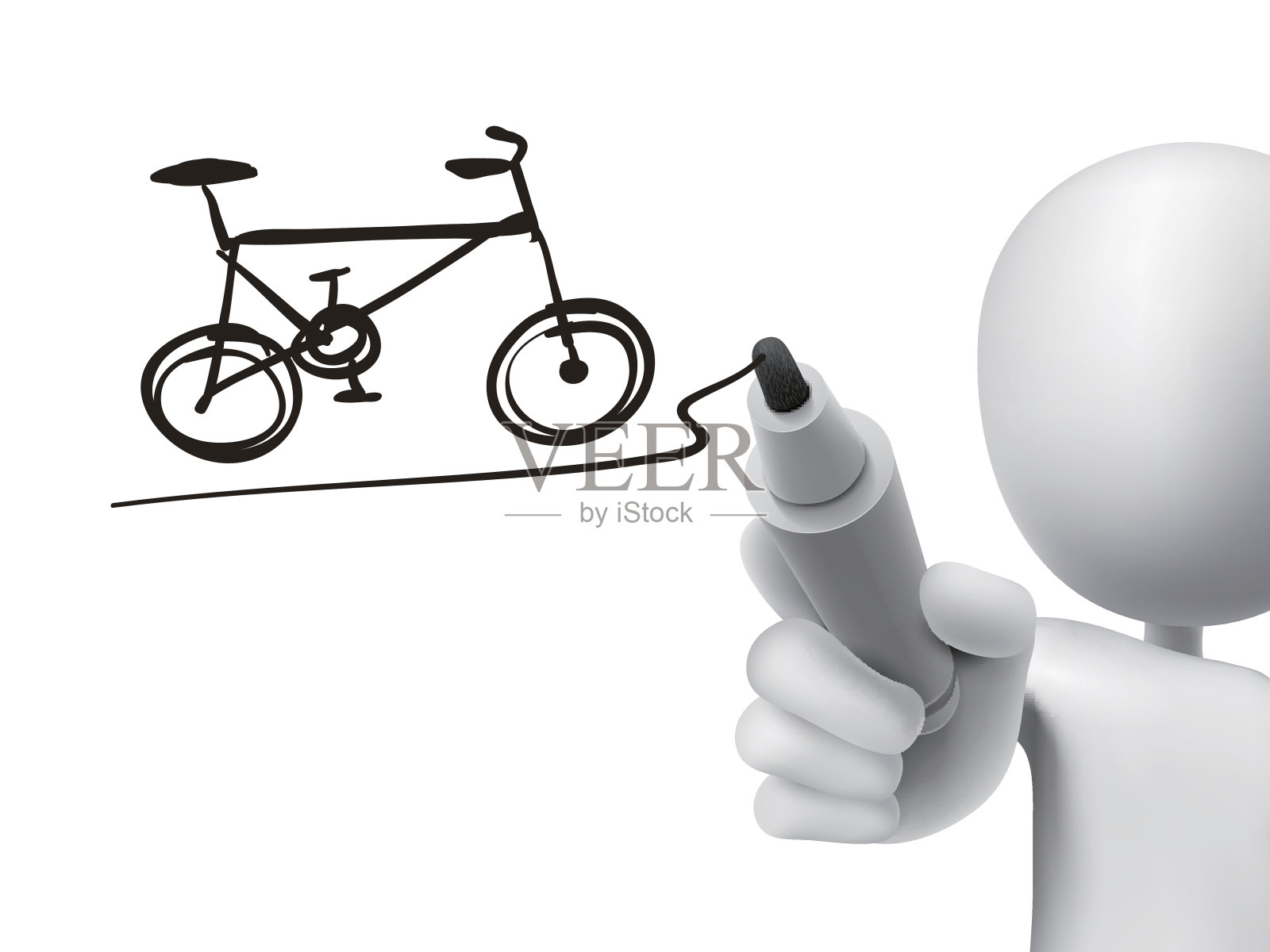 3d人画的自行车设计元素图片