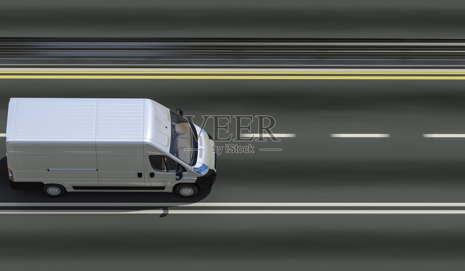 在高速公路上运动的Van的3d设计照片摄影图片