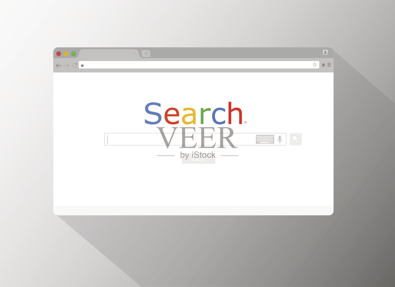 简单的浏览器窗口上的蓝色背景。搜索。平面向量的股票插画图片素材