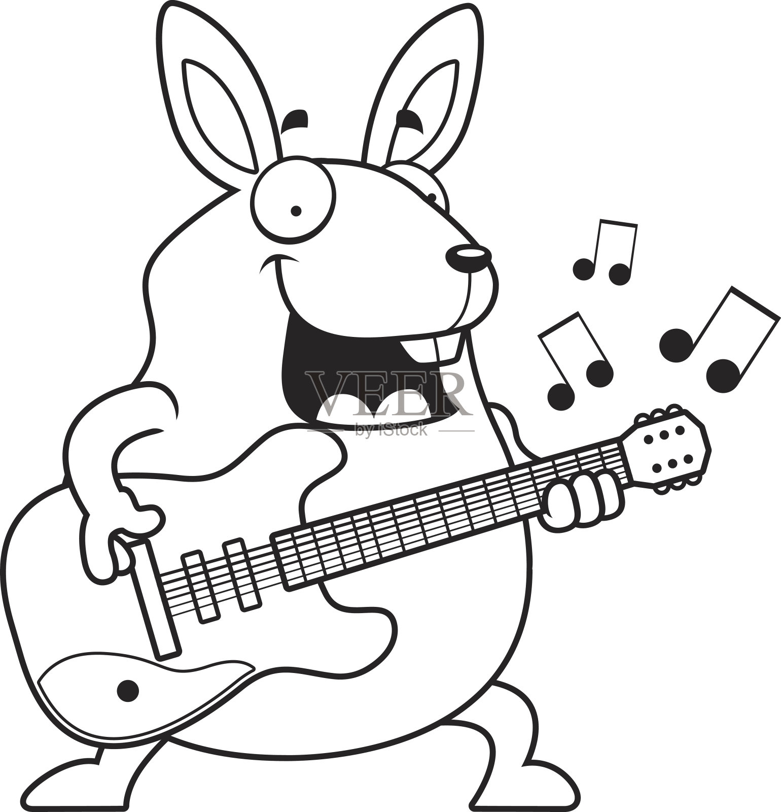 卡通兔子吉他设计元素图片