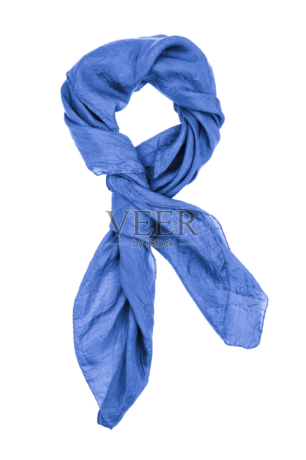 丝绸围巾。蓝色丝巾孤立在白色背景上照片摄影图片