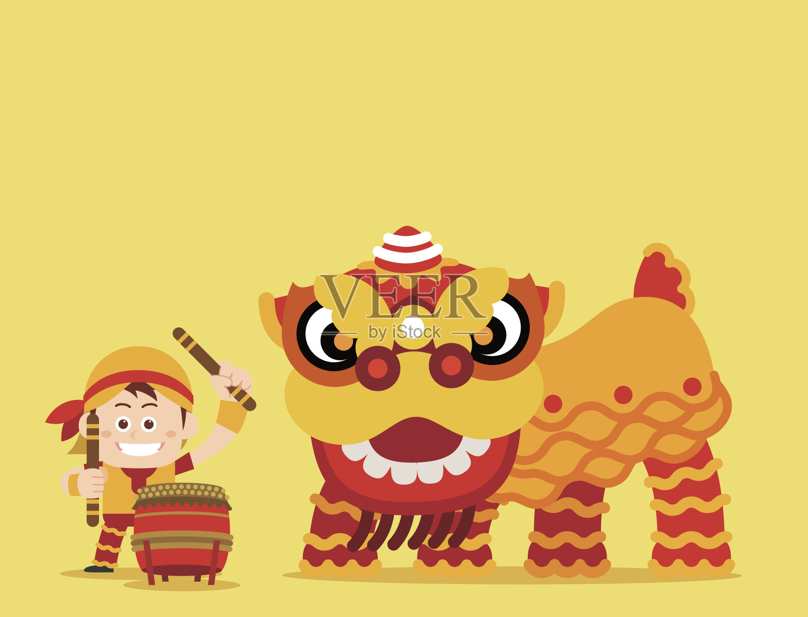 中国传统舞狮插画图片素材