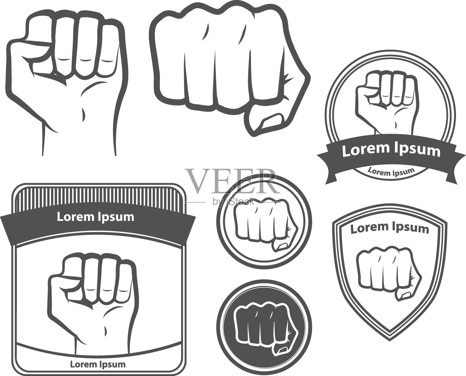 拳头力量设计元素吉祥物符号插画图片素材