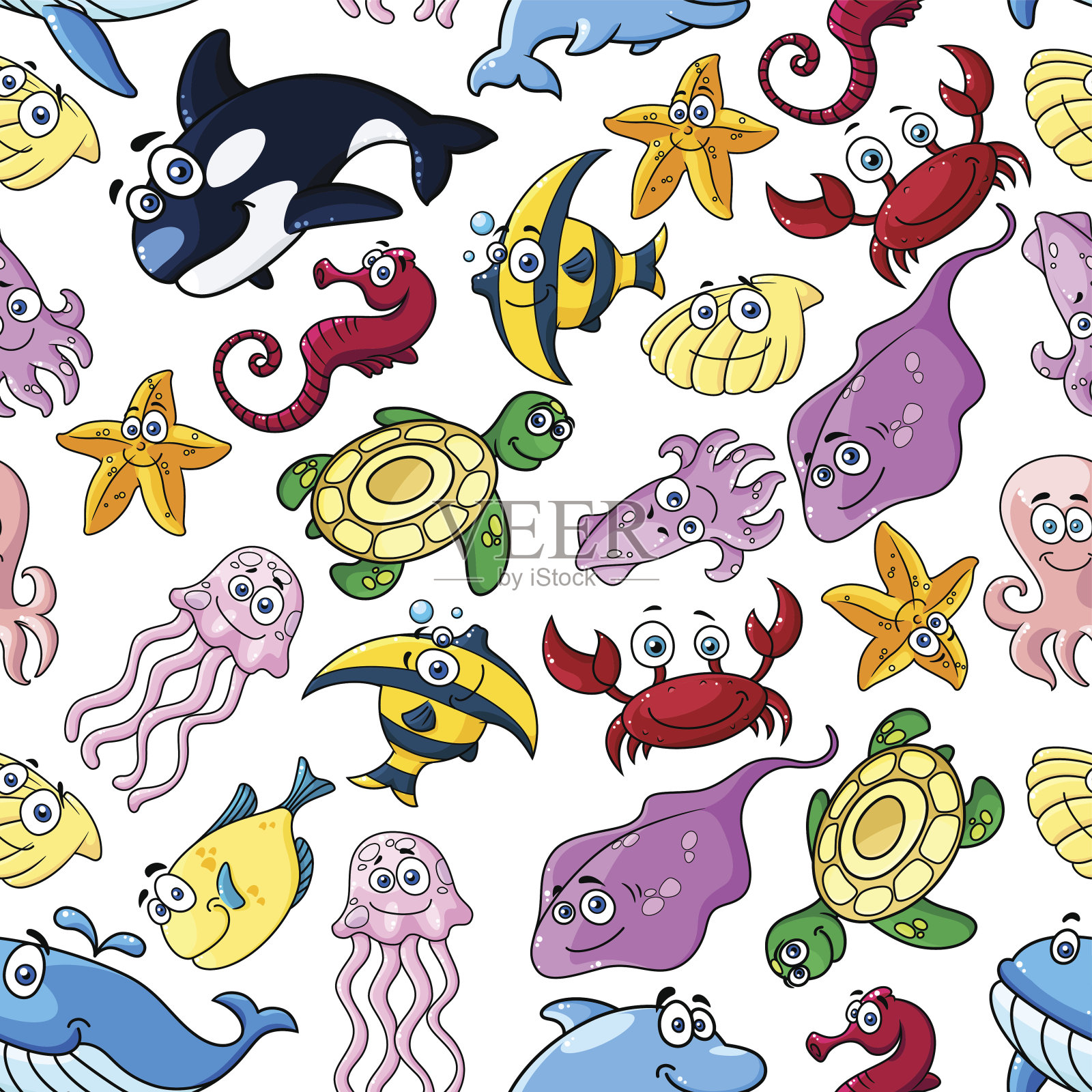 矢量卡通儿童海洋野生动物生物插画图片-千库网