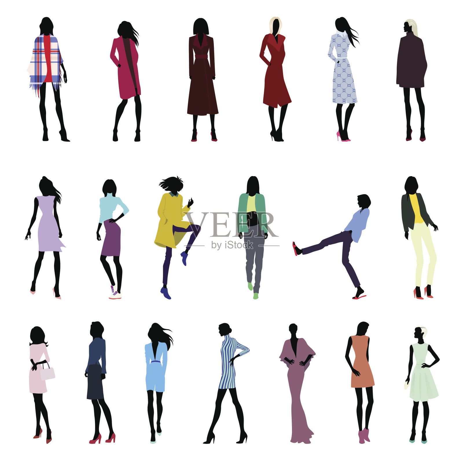 女性姿势套装设计元素图片