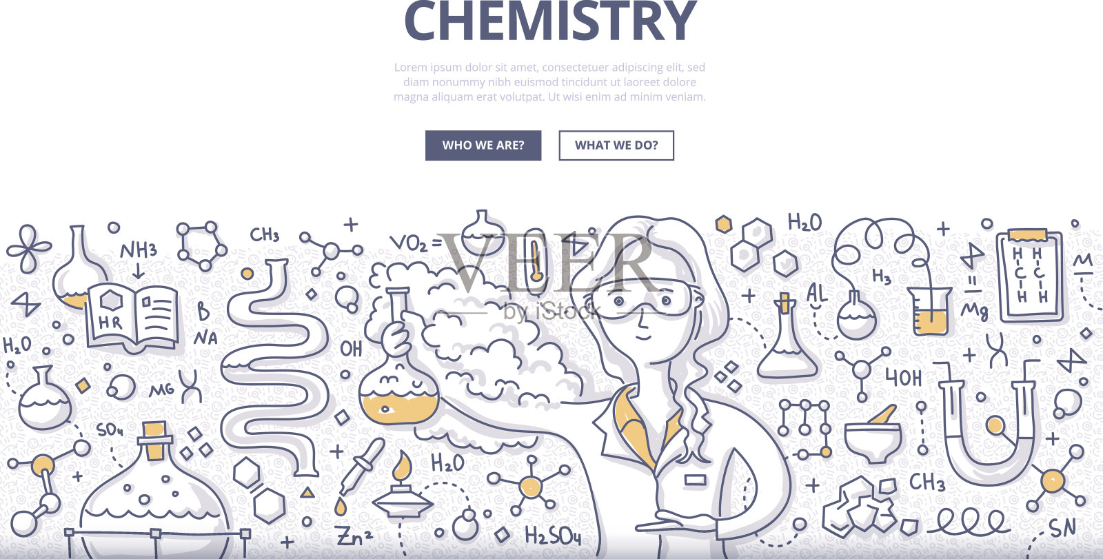 化学涂鸦的概念插画图片素材
