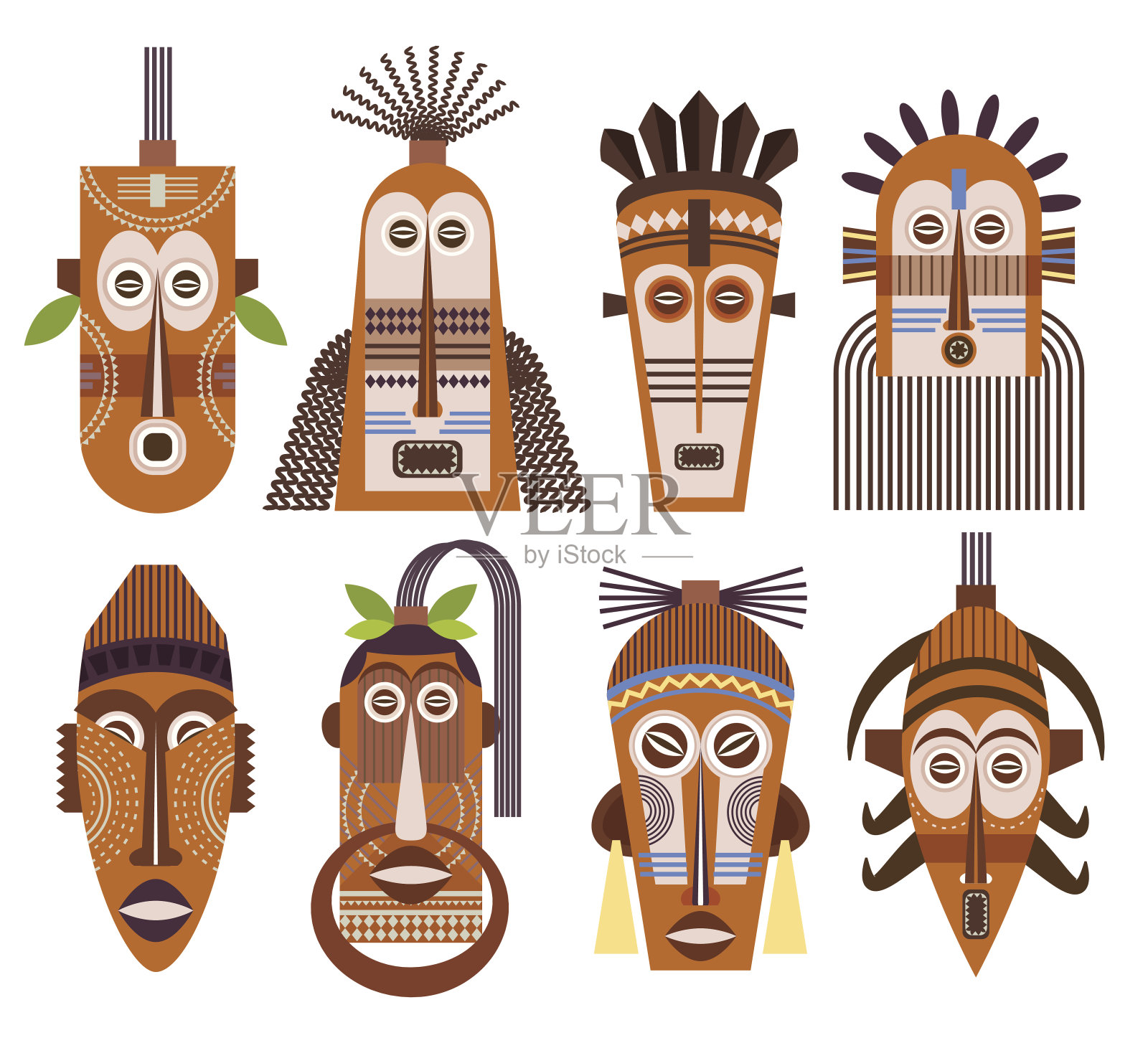 部落民族面具矢量图标插画图片素材