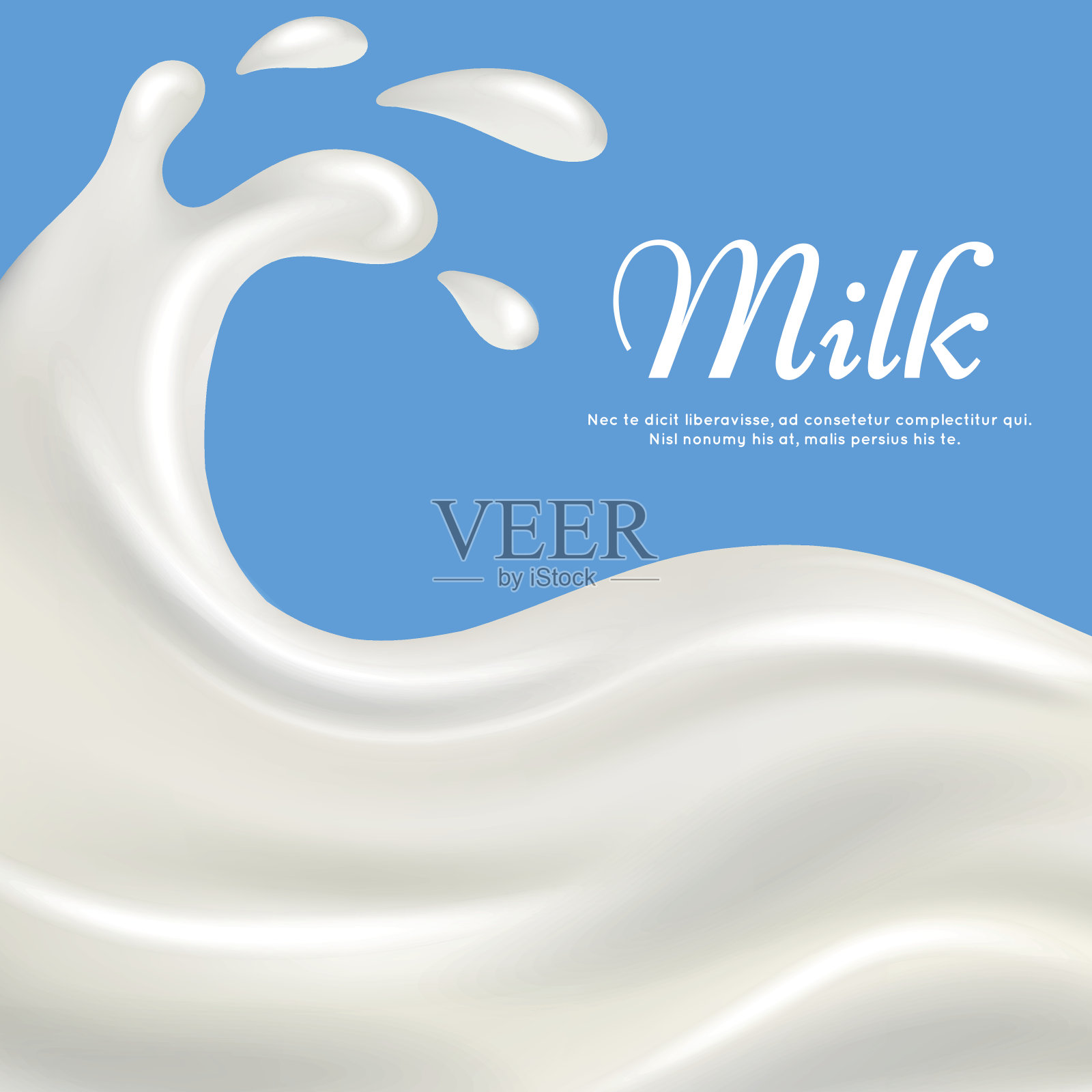 牛奶与喷溅现实的矢量插图插画图片素材