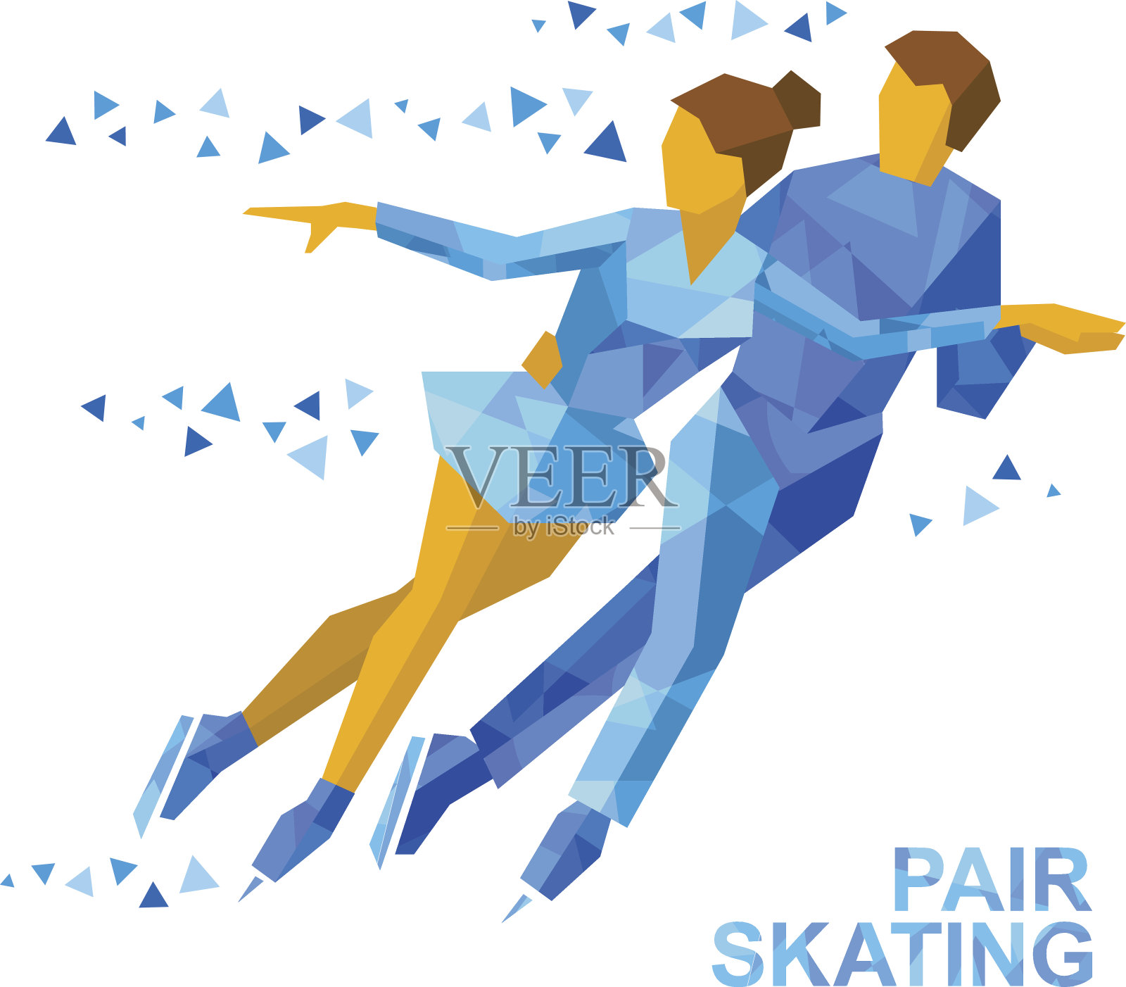 冬季运动:双人花样滑冰。男人和女人在冰上插画图片素材