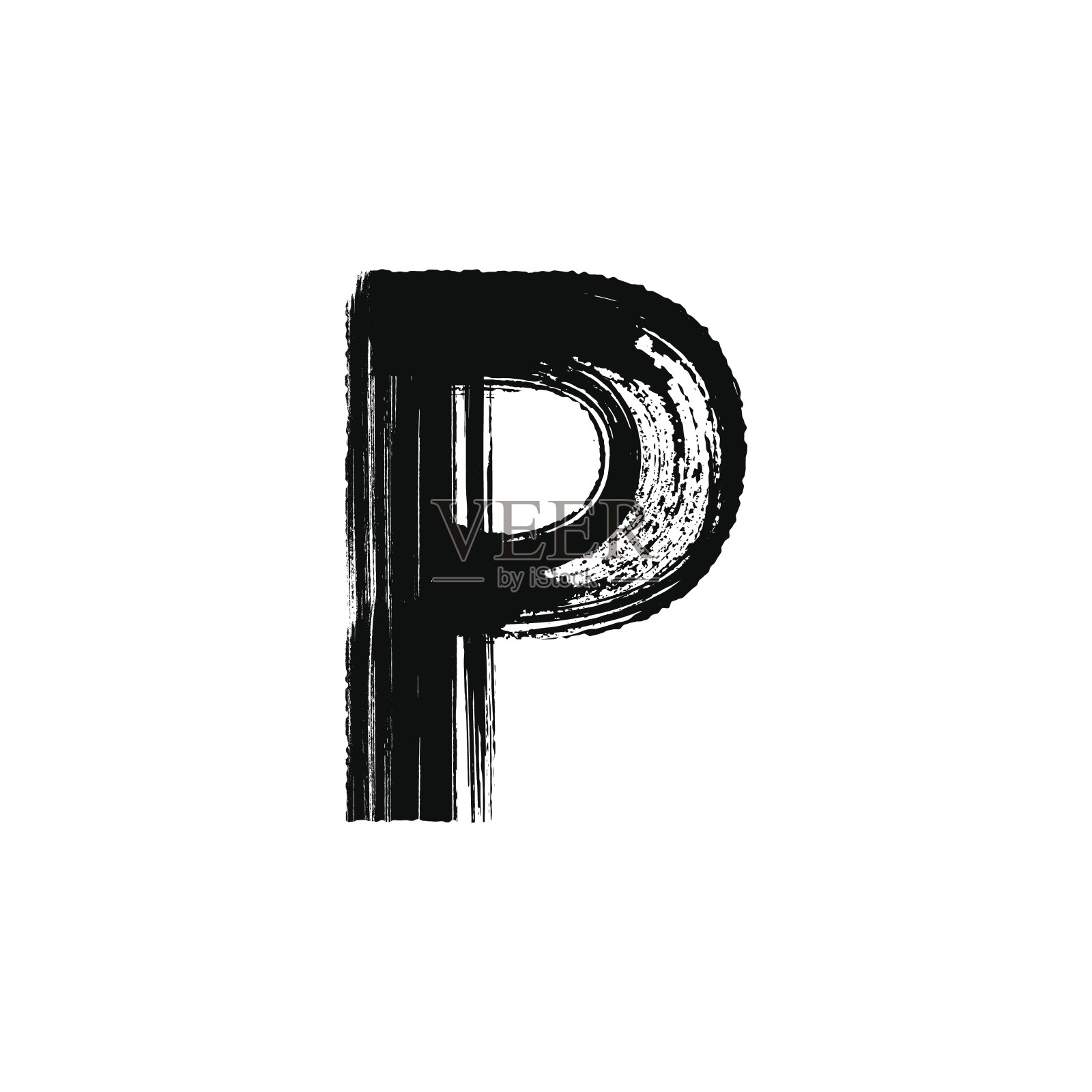 字母P用干画笔手绘设计元素图片