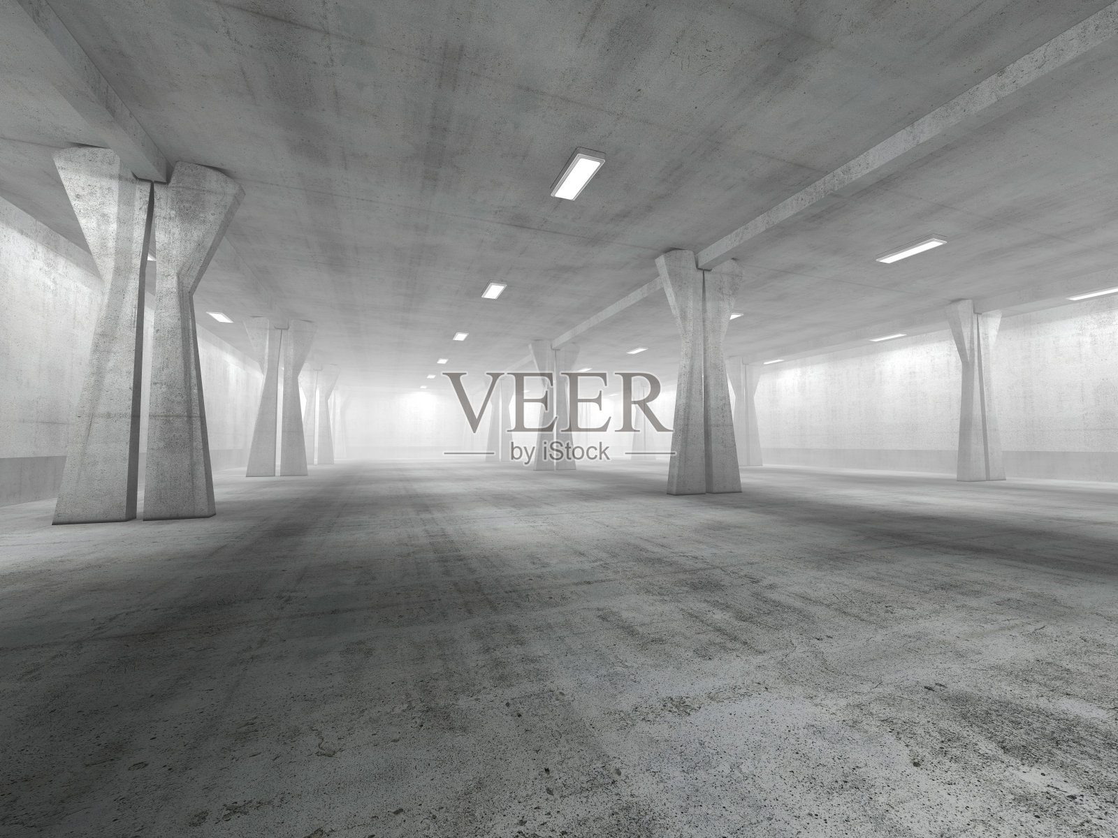 空旷的地下停车场3D渲染照片摄影图片