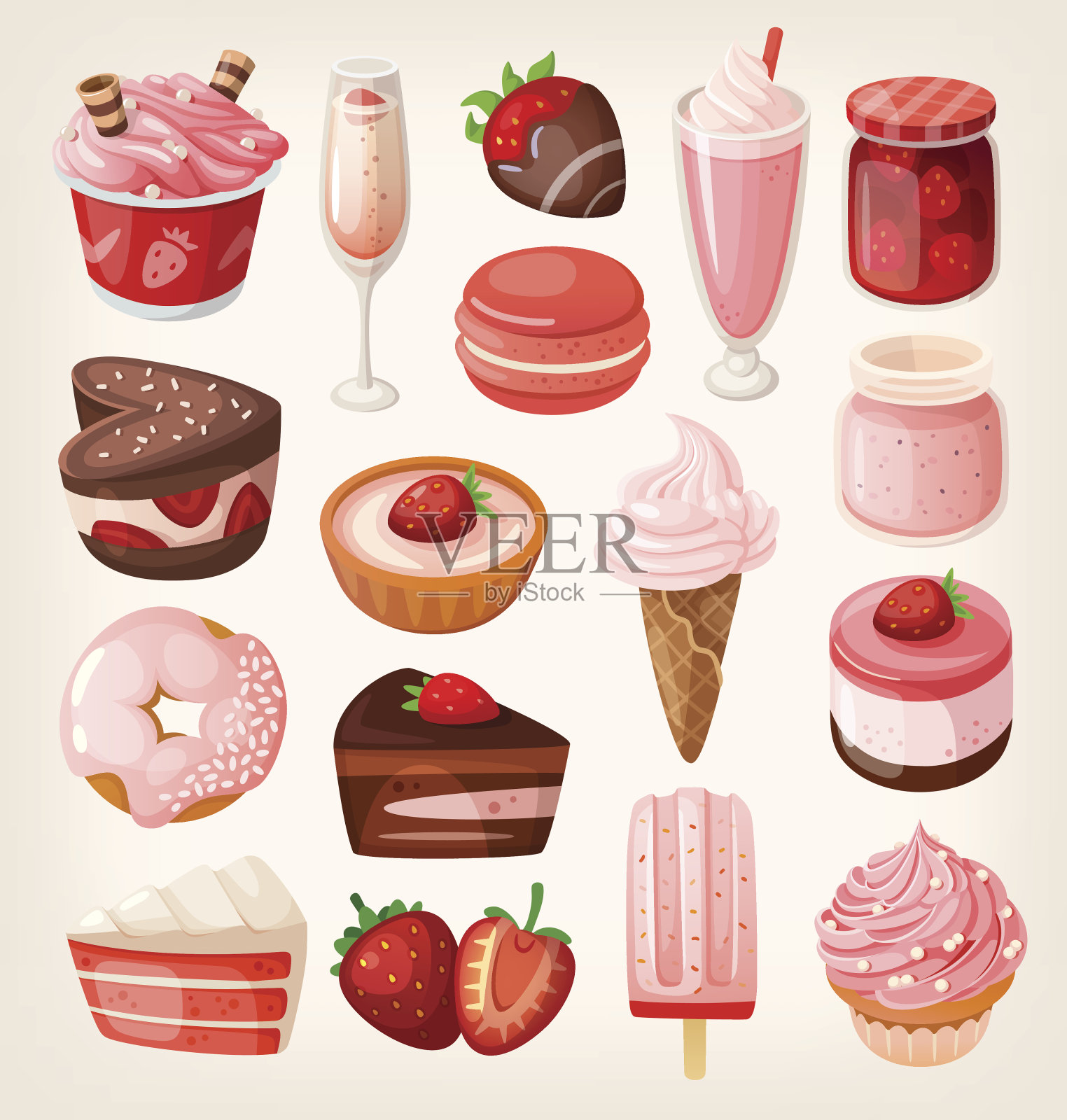 草莓甜点插画图片素材