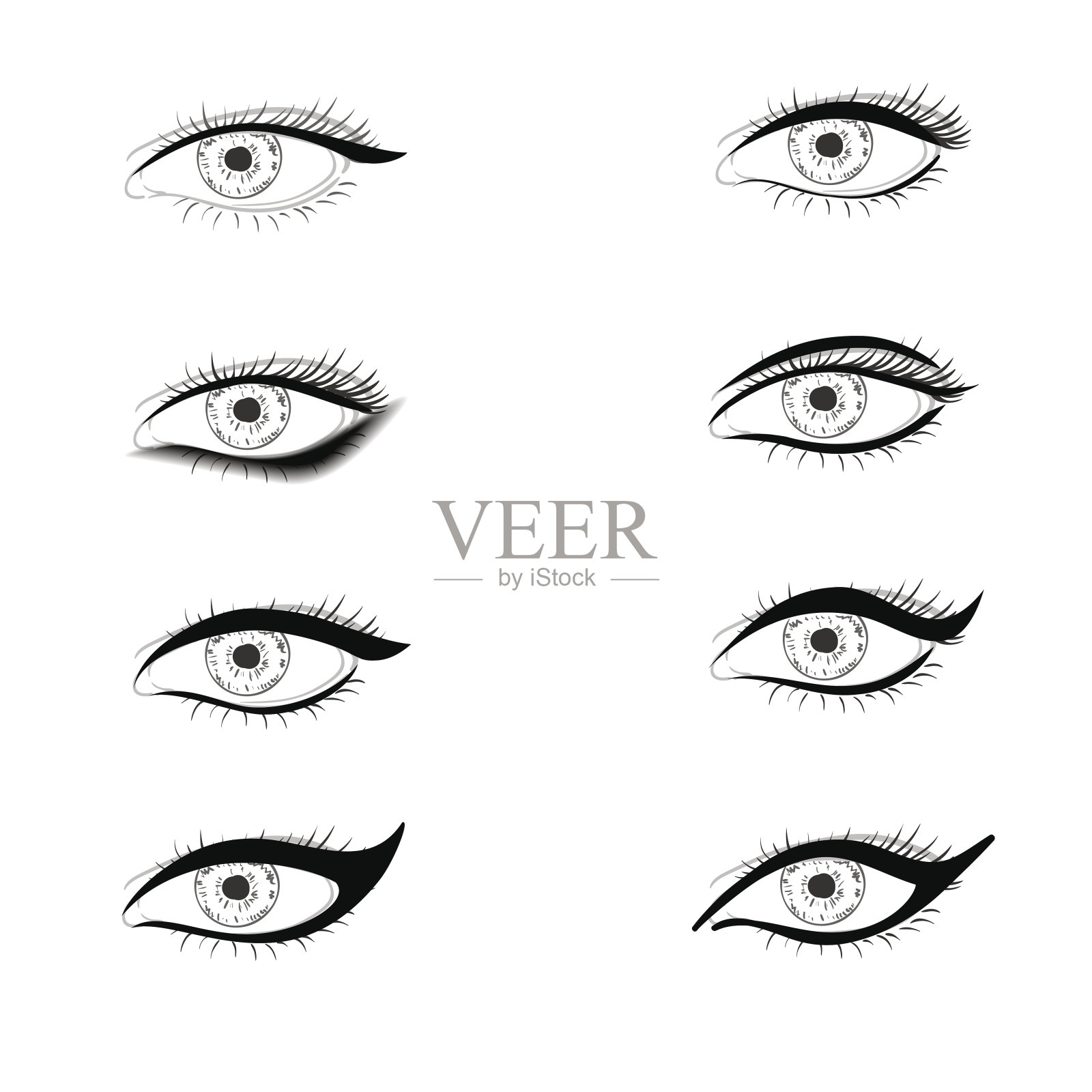 不同的眼睑化妆方法插画图片素材