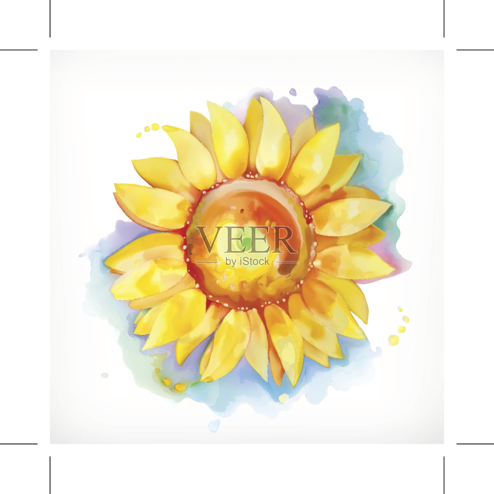 水彩画向日葵设计元素图片