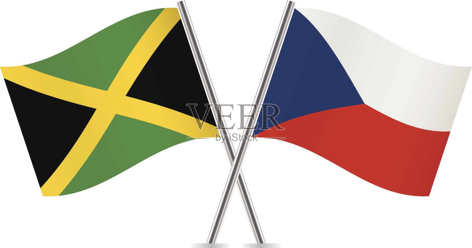捷克和牙买加国旗。向量。插画图片素材