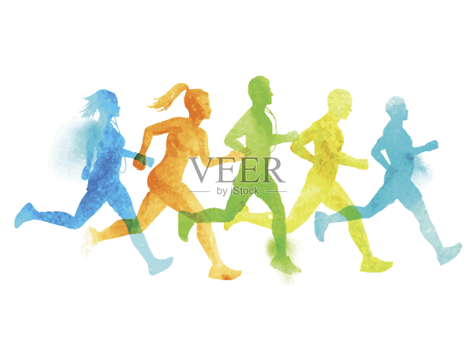 一群活跃的跑步者设计元素图片