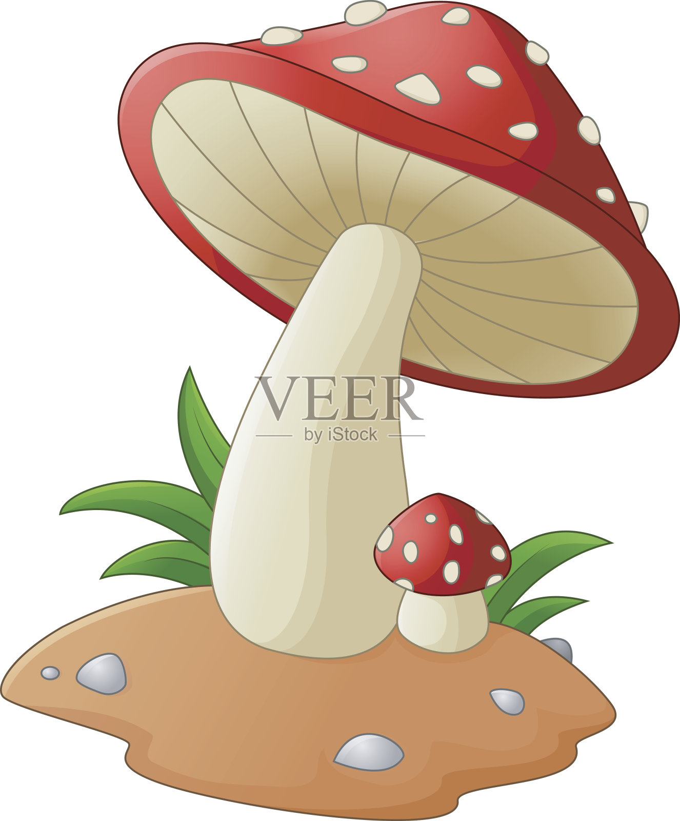 蘑菇卡通地面背景插画图片素材
