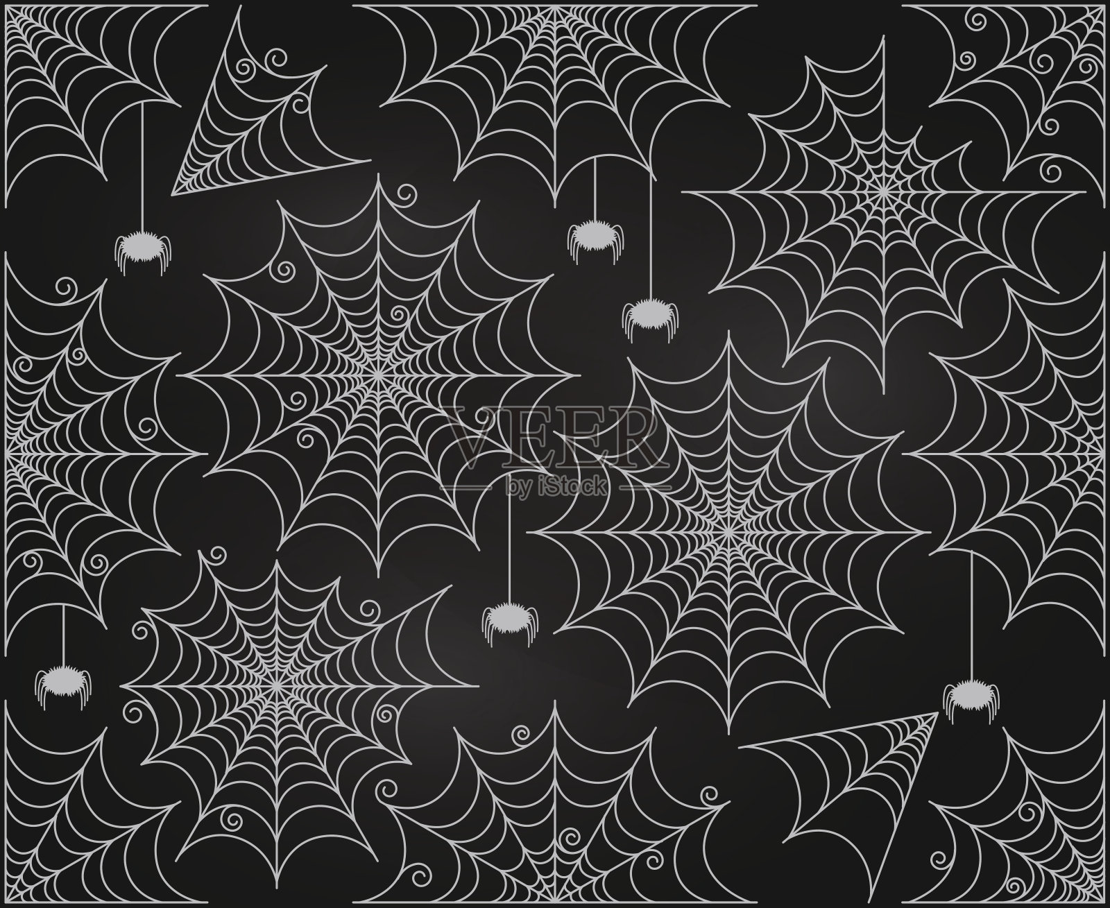 矢量设置的黑板可爱和令人毛骨悚然的蜘蛛网插画图片素材