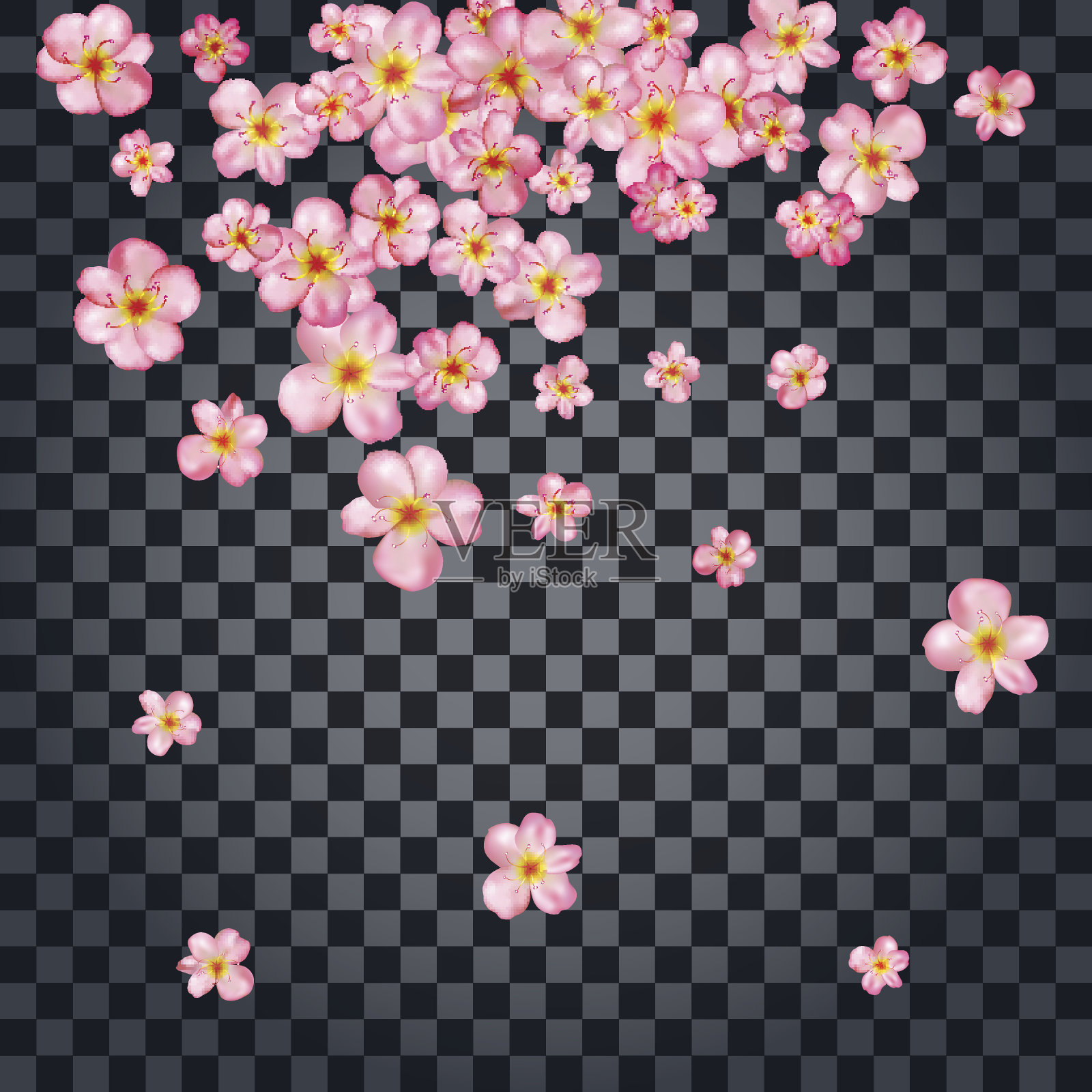 抽象背景与美丽的粉红色樱花。插画图片素材