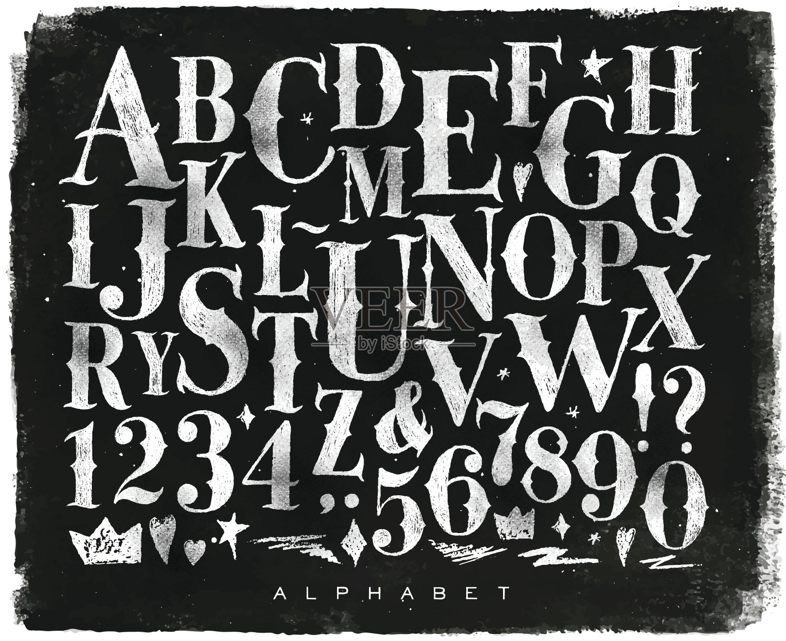 老式哥特式字母粉笔设计元素图片