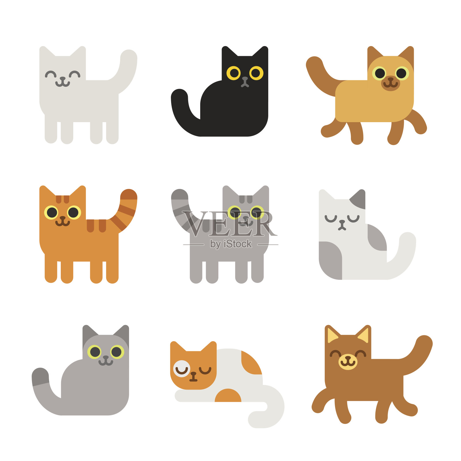卡通猫组设计元素图片