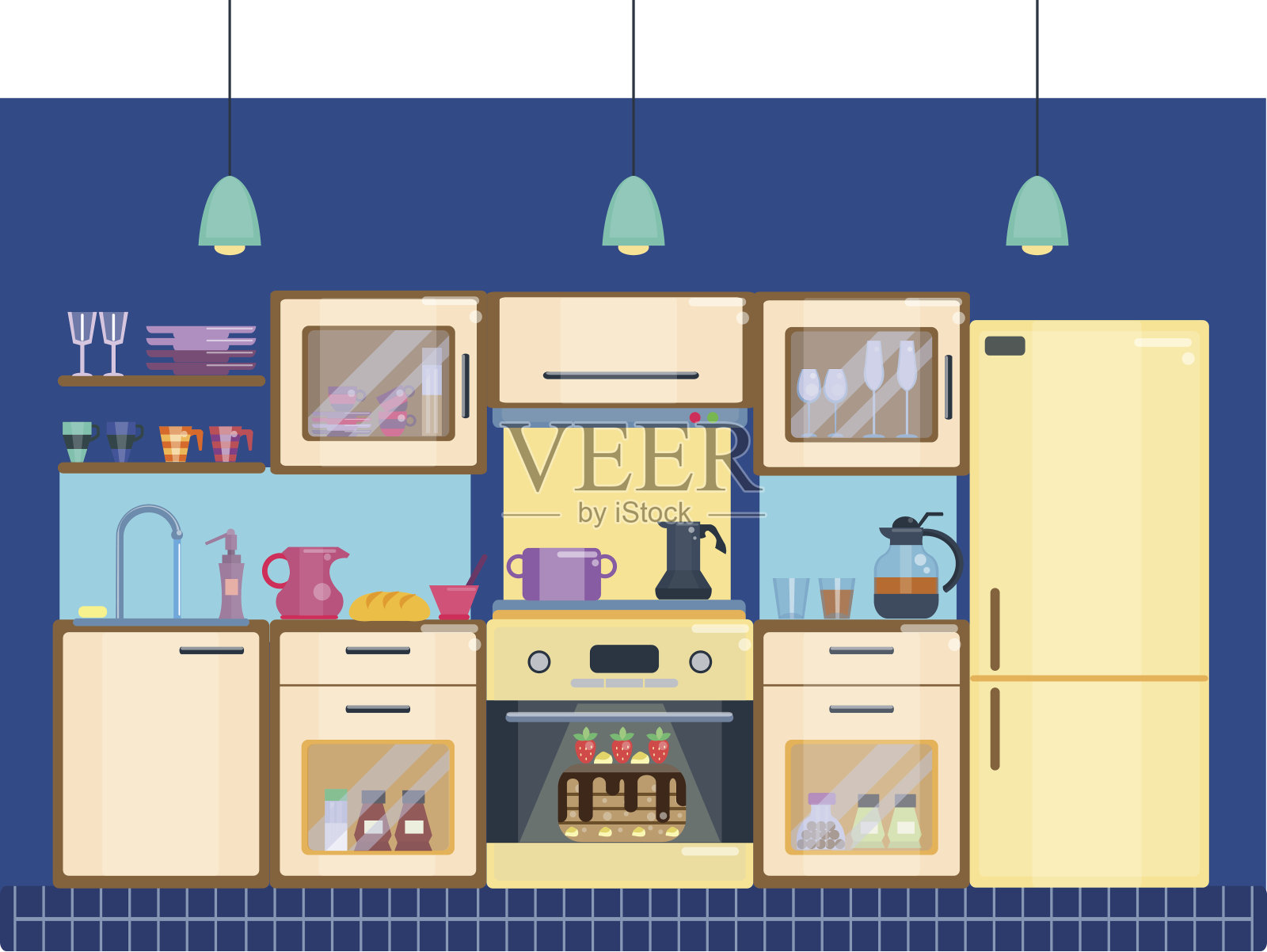 厨房空间内部插画图片素材