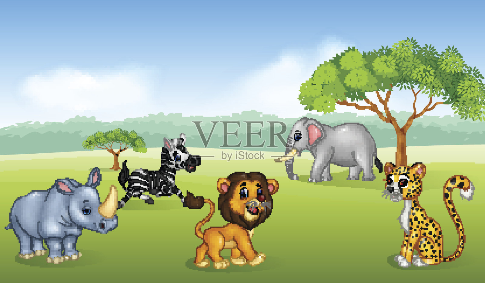 卡通快乐动物非洲插画图片素材