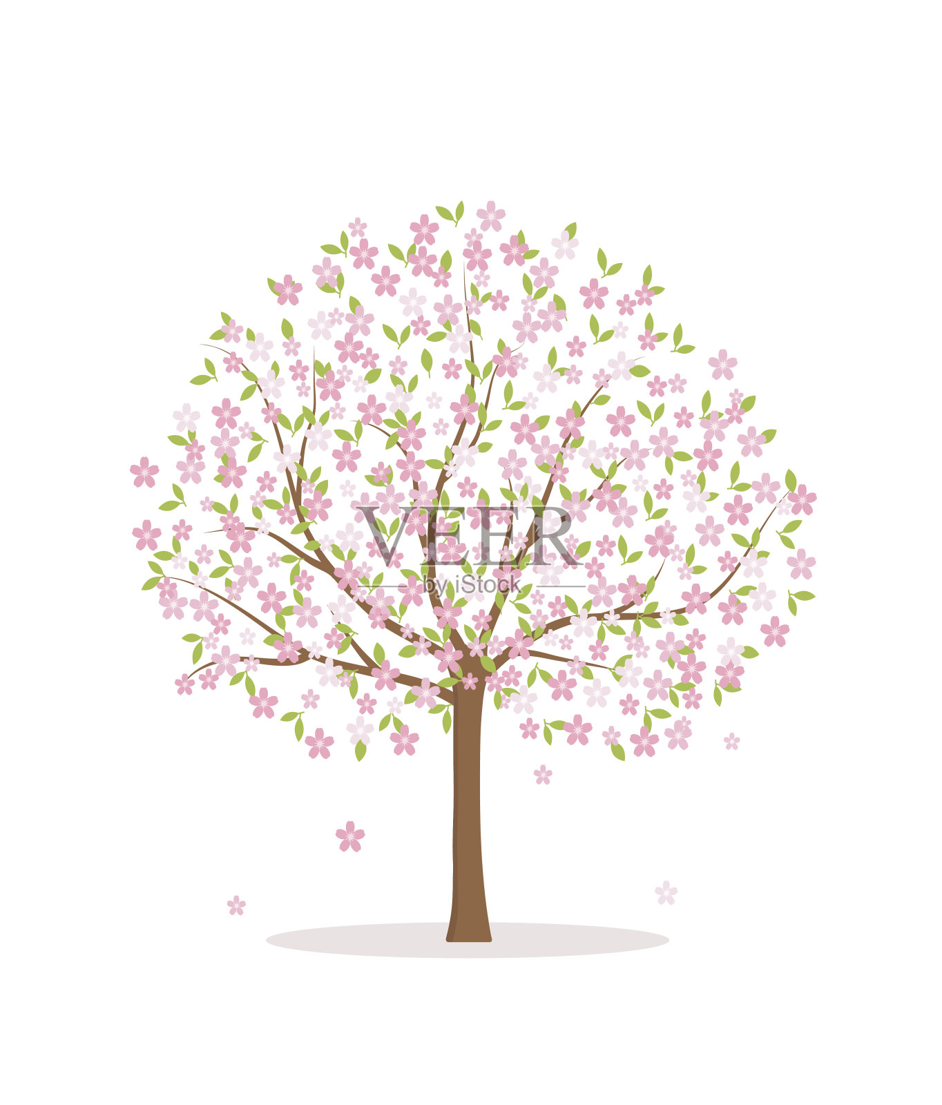 开花的树在白色的背景。设计元素图片