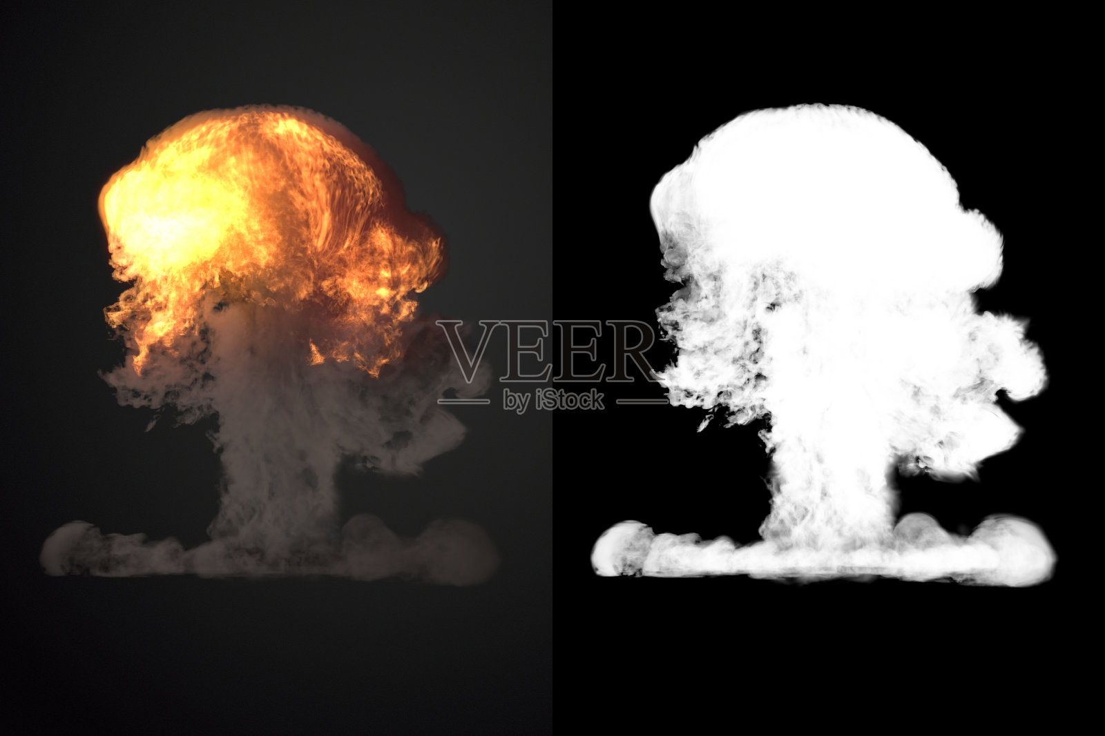 大爆炸和黑烟在黑暗的3d渲染照片摄影图片