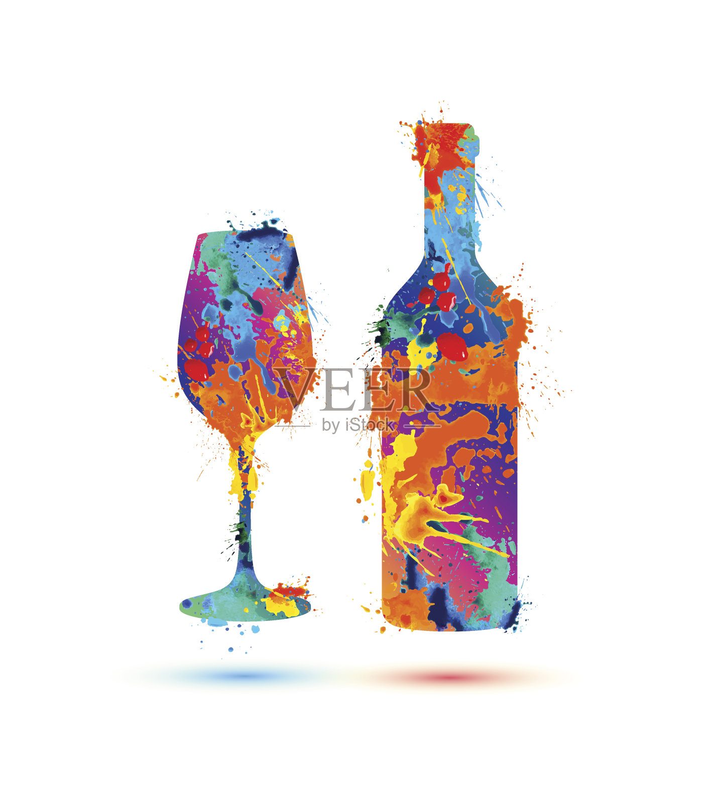 酒杯和酒瓶插画图片素材