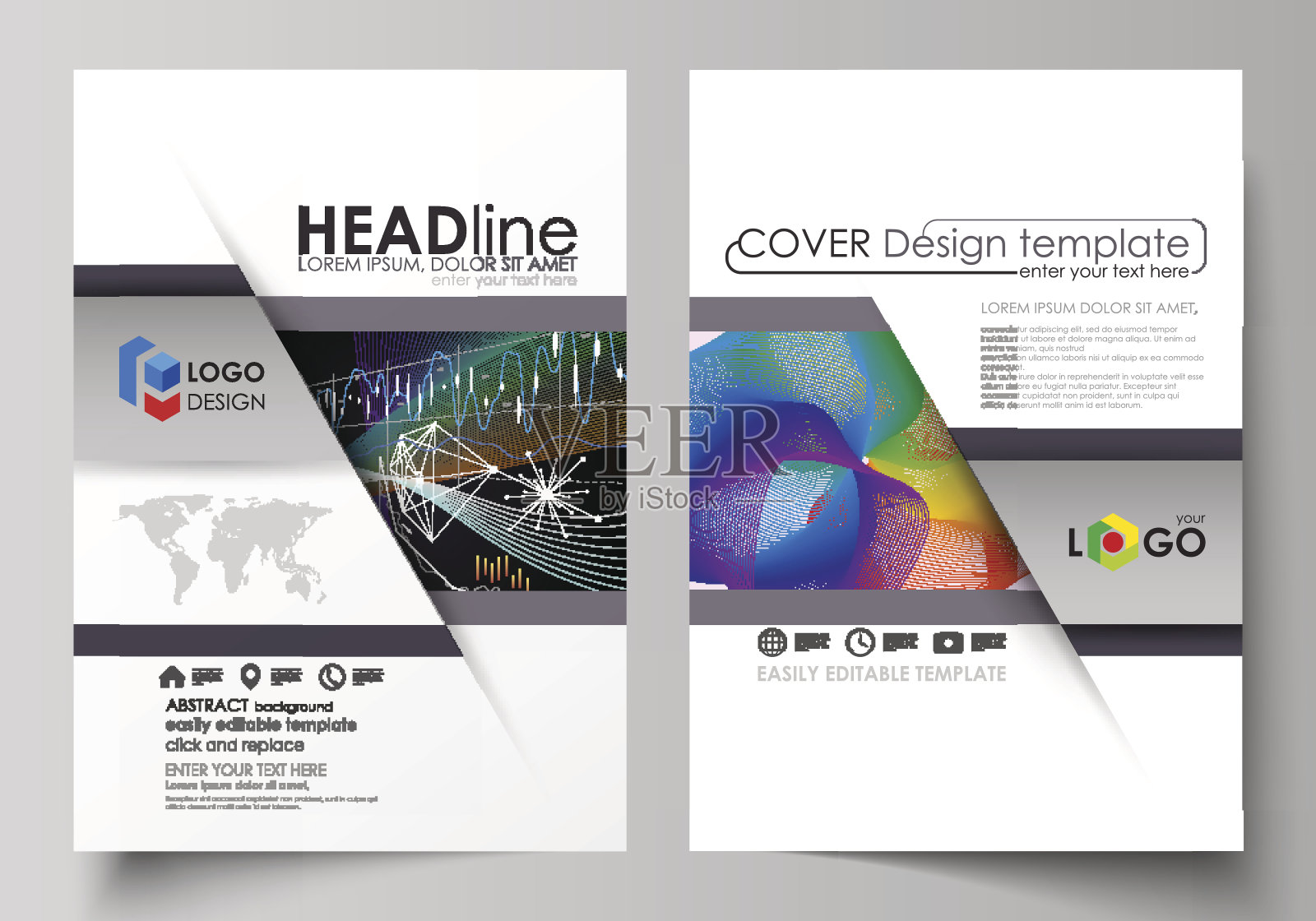商业手册，传单，年度报告的模板。封面设计模板设计模板素材