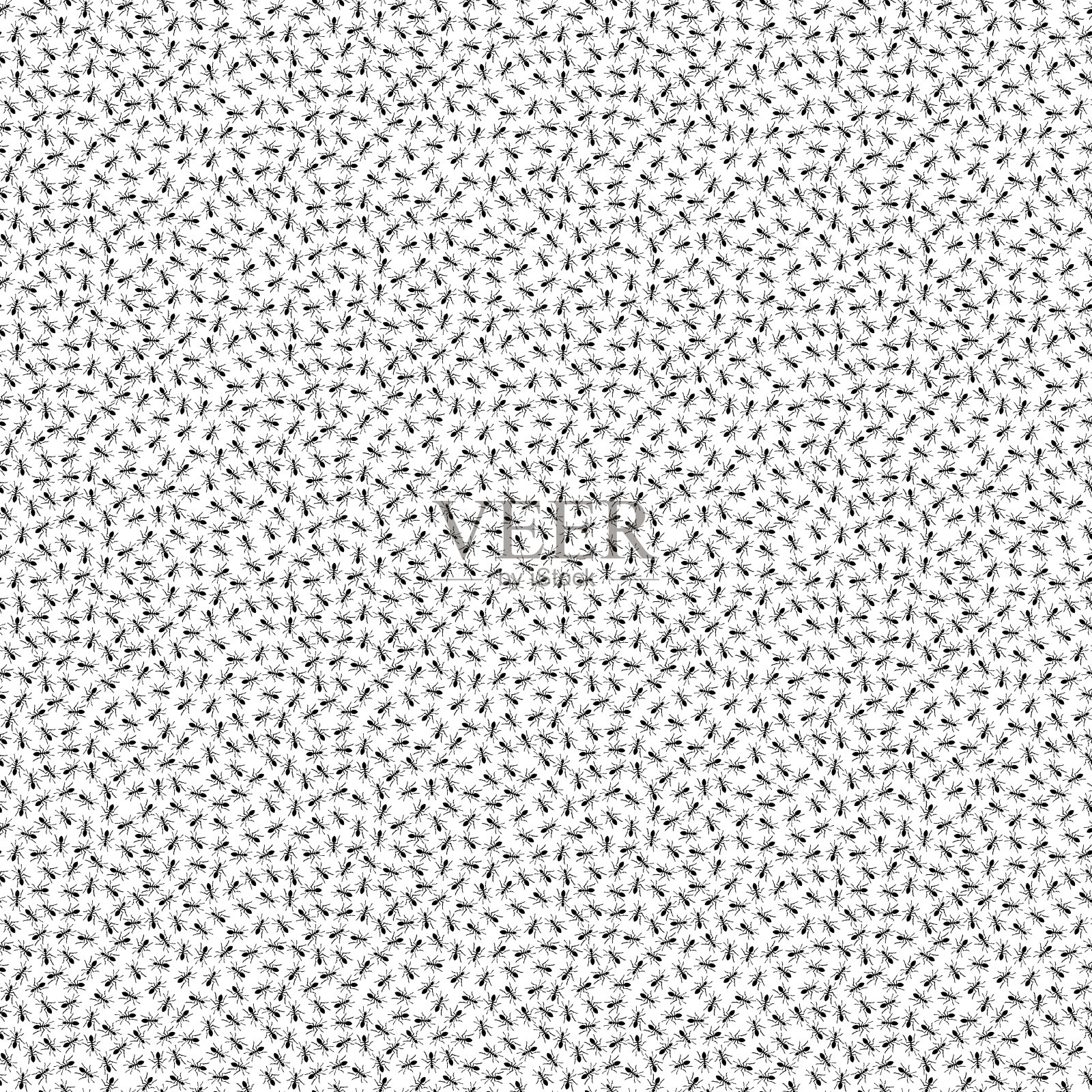 抽象无缝图案从手绘小黑蚂蚁轮廓波普艺术风格在白色的背景。墙纸、包装纸、相册封面、纺织品印花、印花棉布、纸张填充插画图片素材