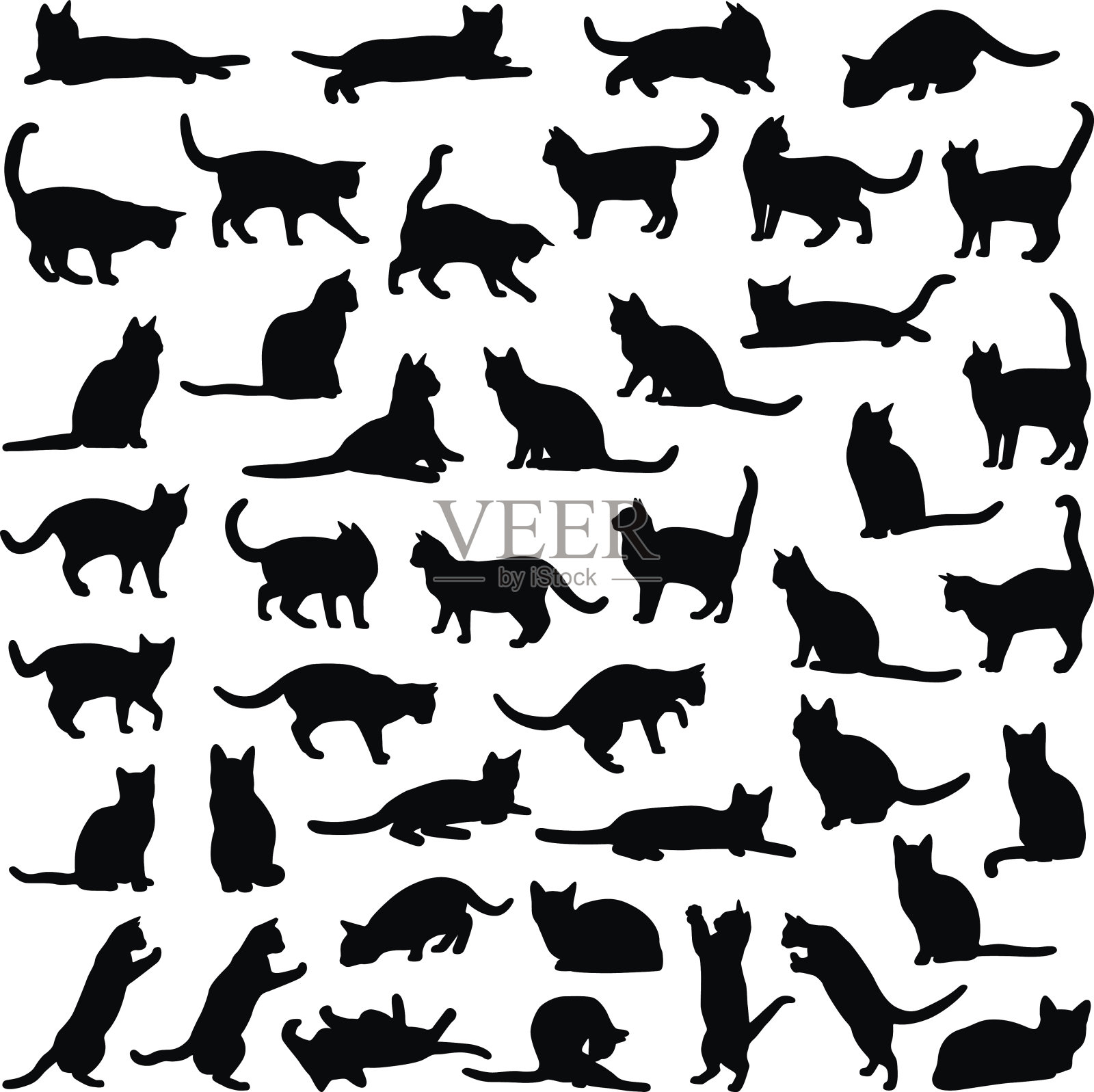 猫收集-向量剪影插画图片素材