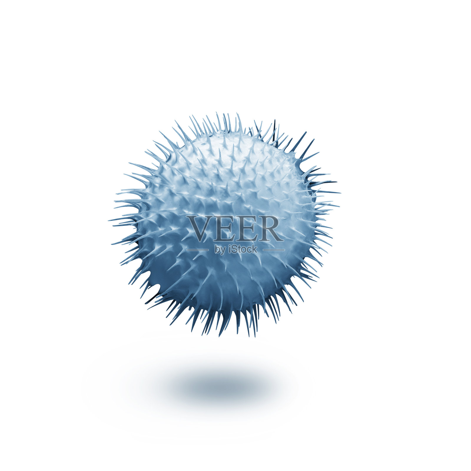白色背景上的蓝色病毒。设计元素图片
