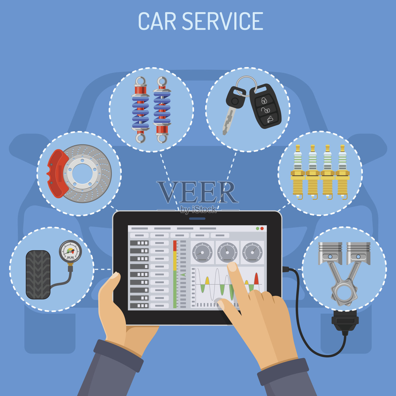 汽车服务和保养概念插画图片素材